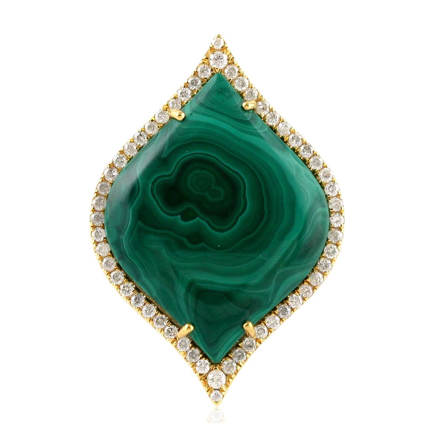 Marquise Cut Malachite Gemstone Pave Diamond Cocktail Ring In Gold