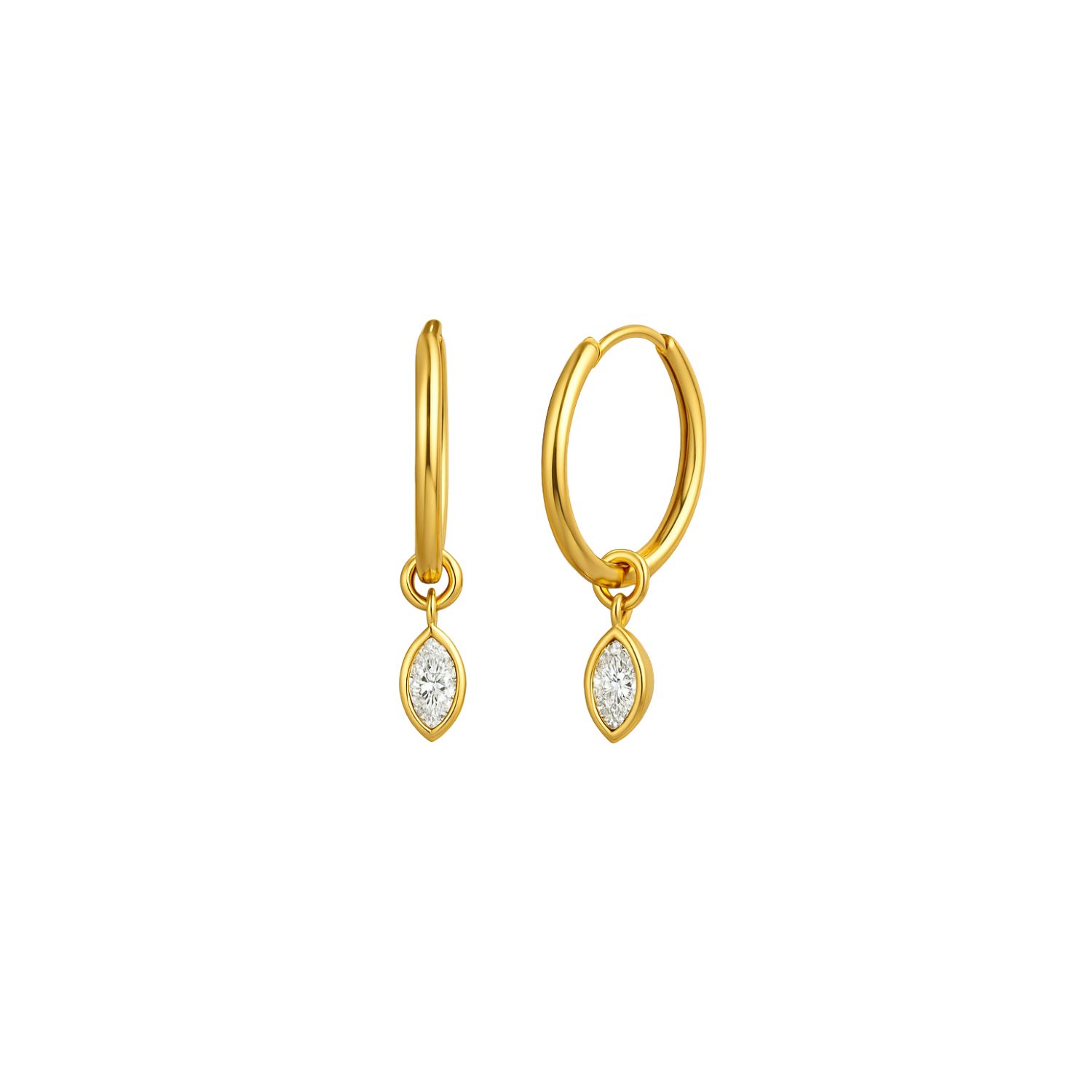 Marquise Diamond Hoop Sleeper Earrings