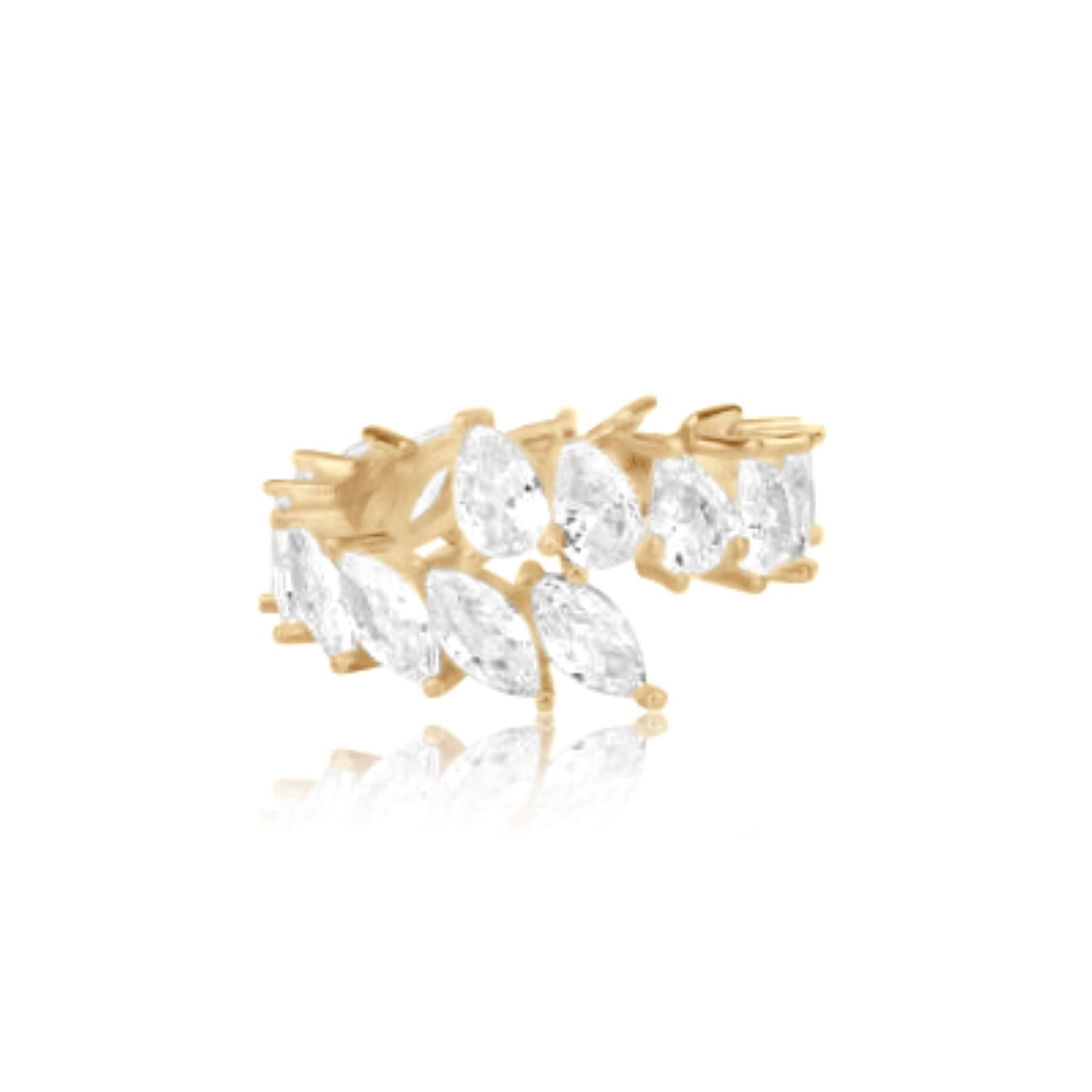 Marquise & Pear Shaped Wrap Statement Ring - Gold