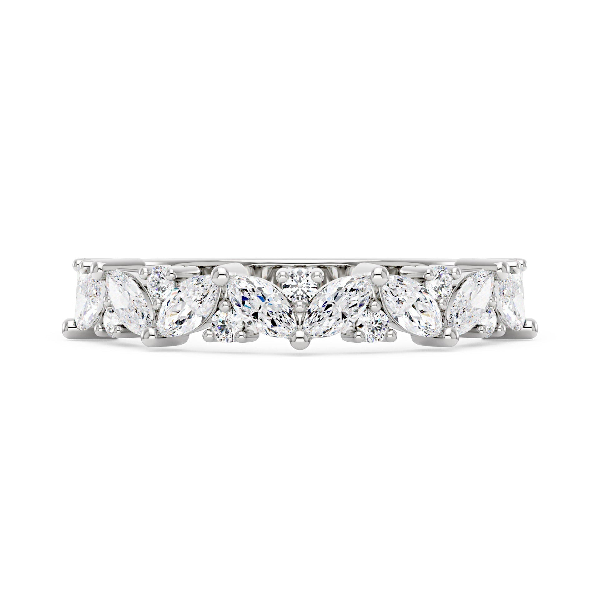 Marquise Round Moissanite Half Eternity Band (In stock)