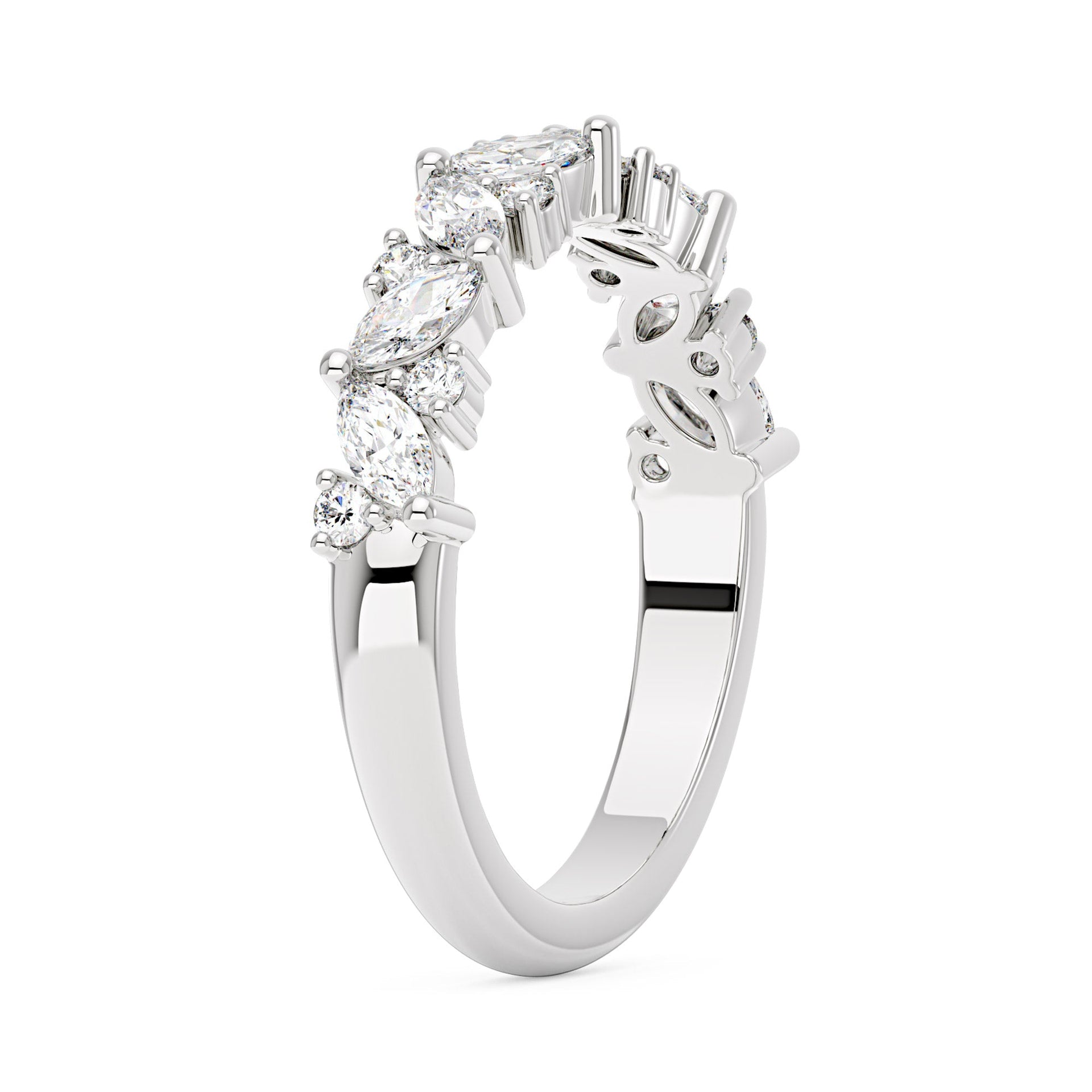 Marquise Round Moissanite Half Eternity Band (In stock)