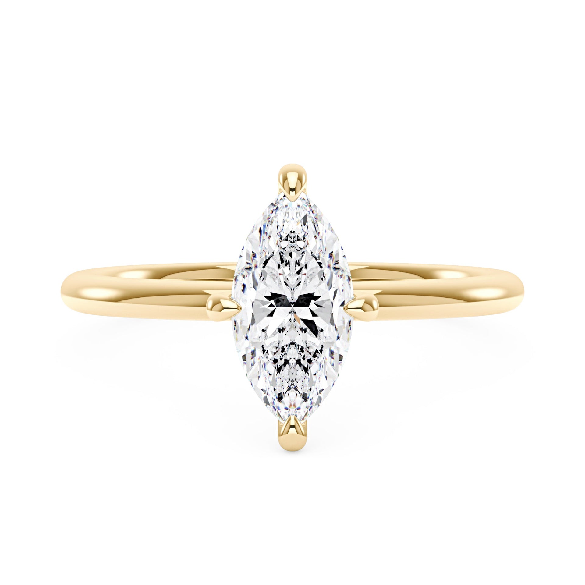 2 Carat Marquise Shaped Moissanite Solitaire Ring with Hidden Halo