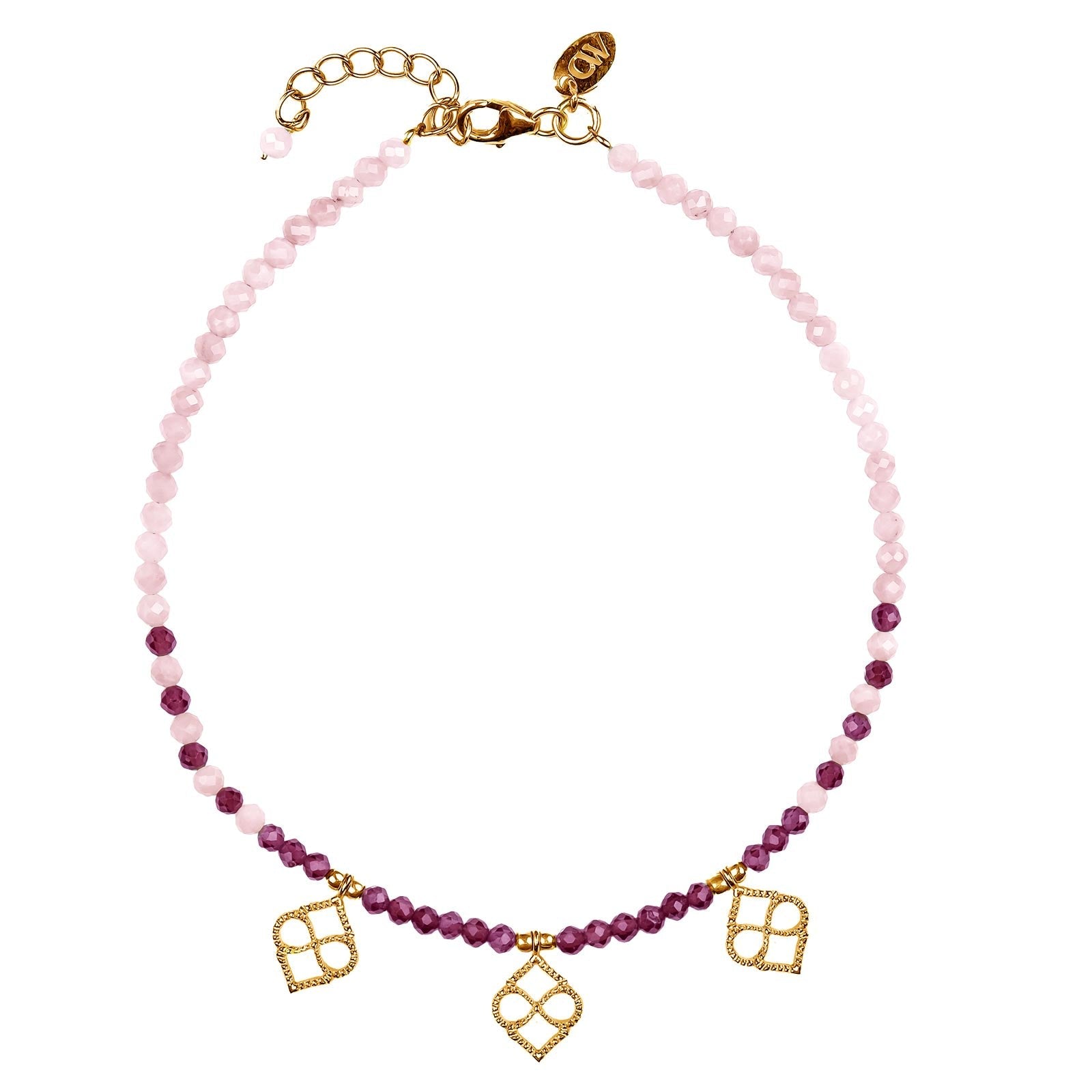 Marrakesh Sunrise Gold Beaded Anklet - Garnet & Rhodonite