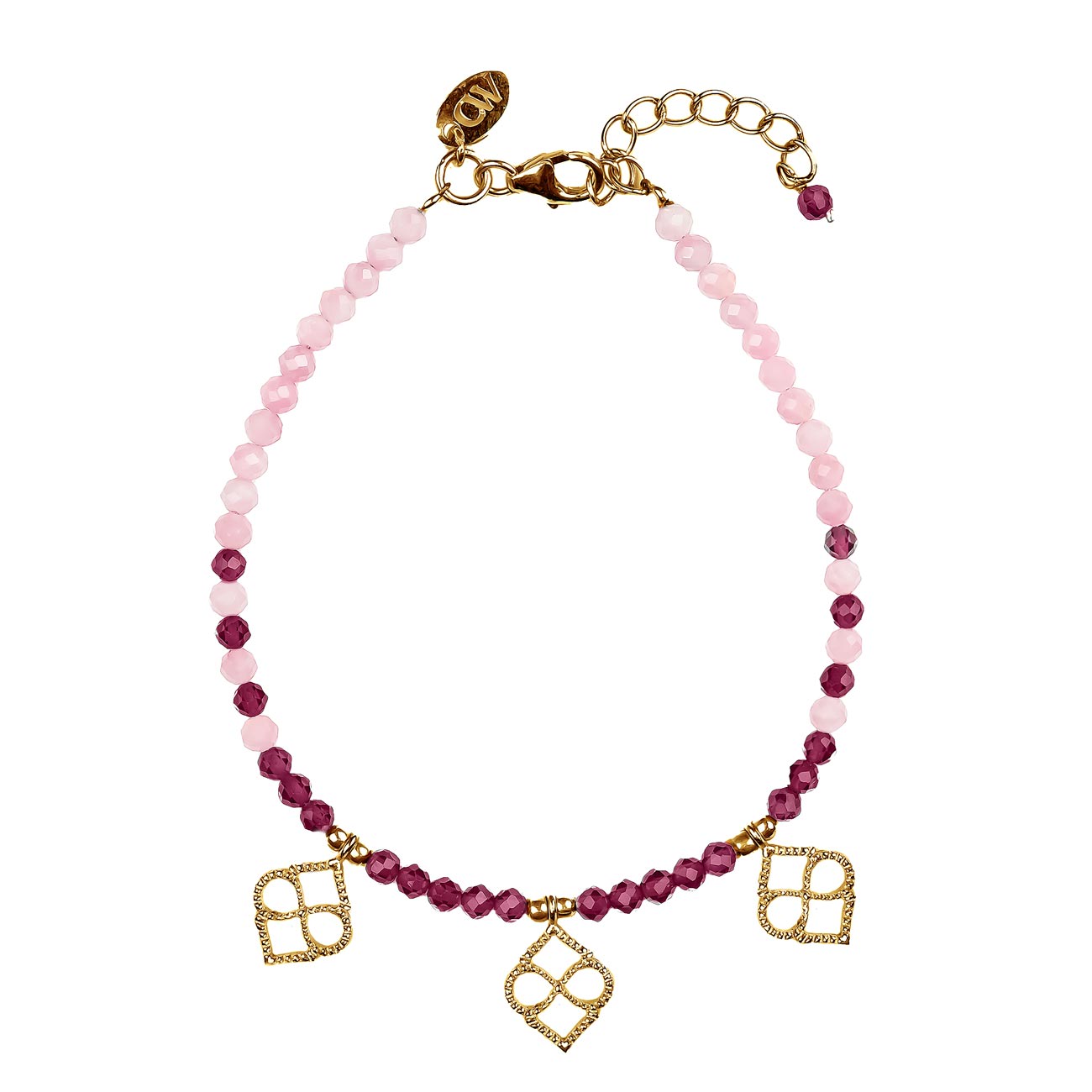 Marrakesh Sunrise Gold Beaded Bracelet - Garnet & Rhodonite