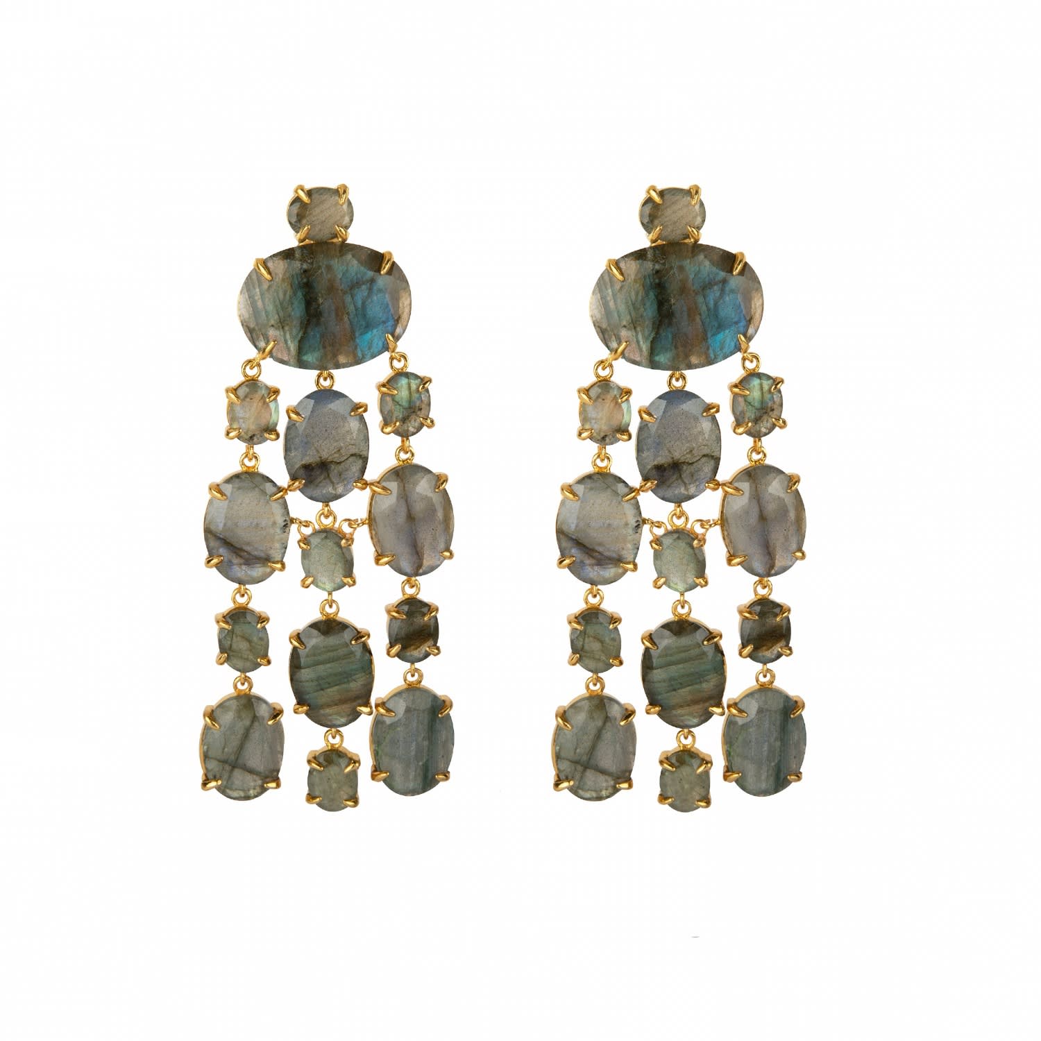 Marysol Earrings Labradorite Clip On