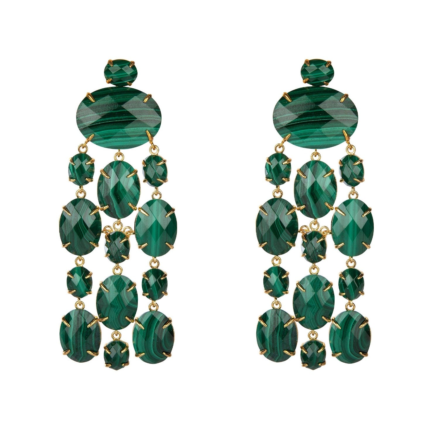 Marysol Earrings Malachite Pierced