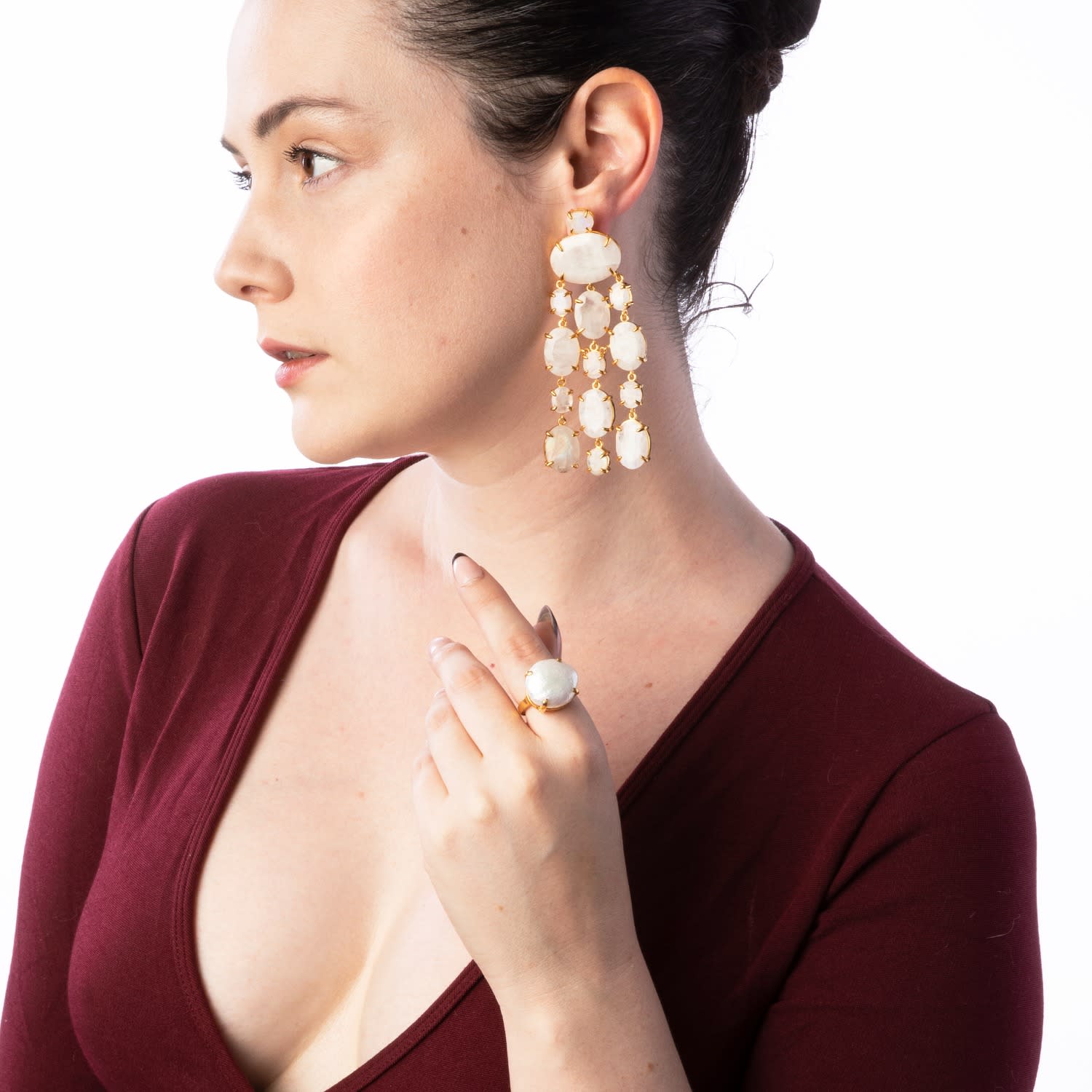 Marysol Earrings Moonstone Pierced