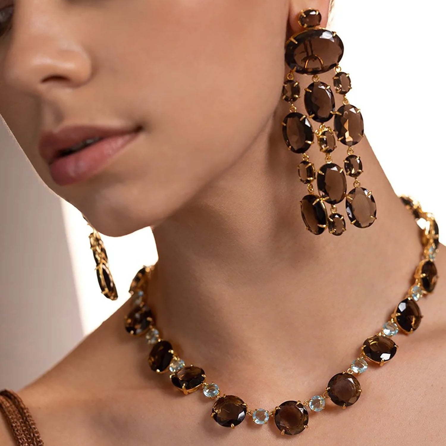 Marysol Earrings Smoky Quartz Pierced