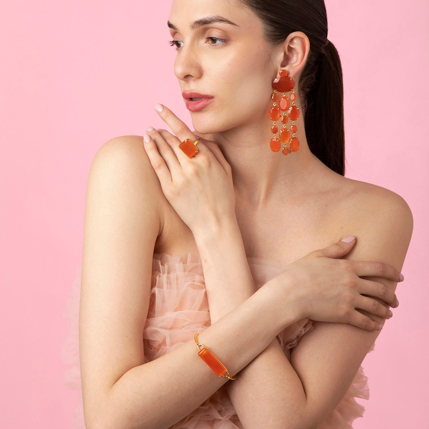 Marysol Earrings Carnelian Pierced