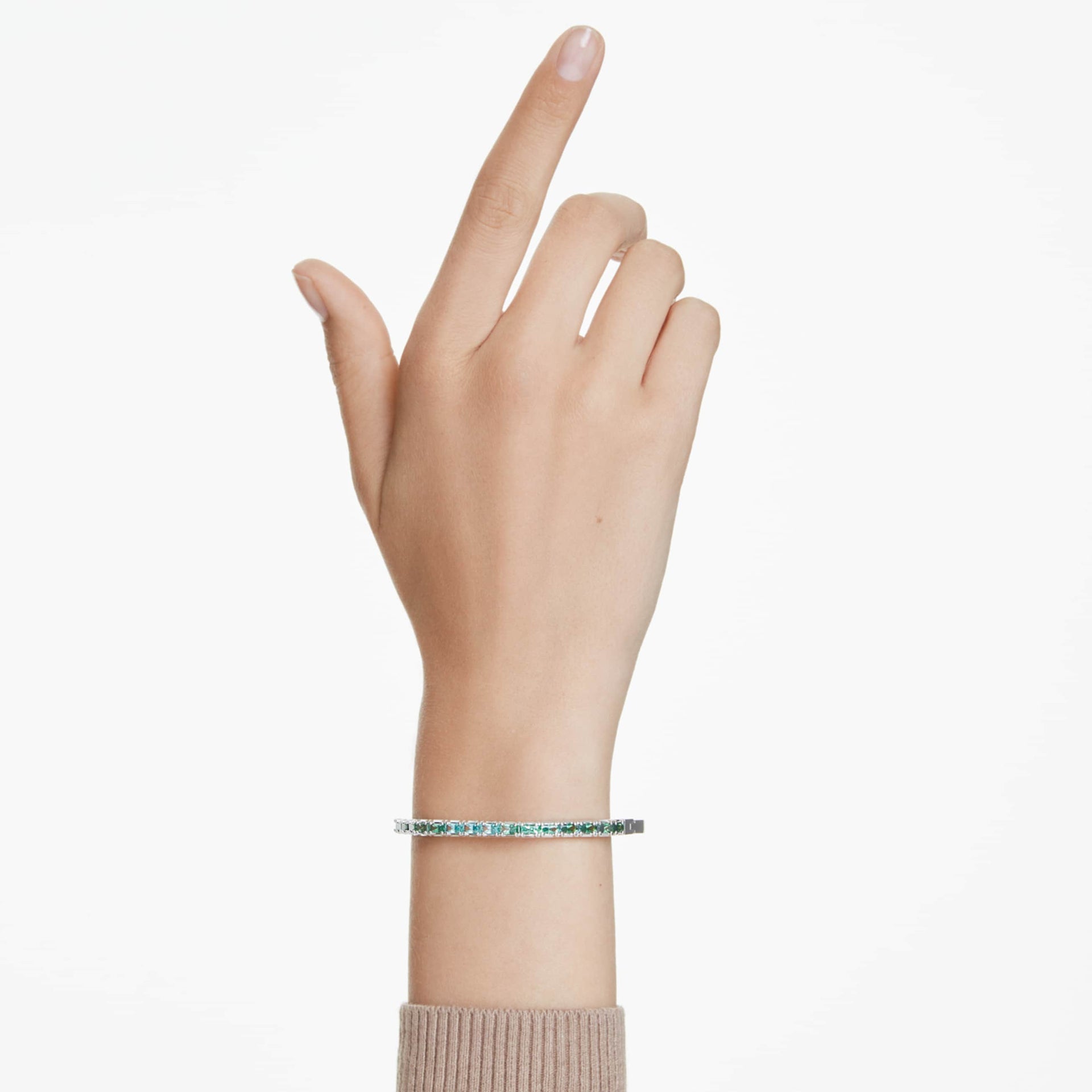 MATRIX BANGLE BAGUETTE CUT OCTAGON SHAPE GREEN RHODIUM PLATED