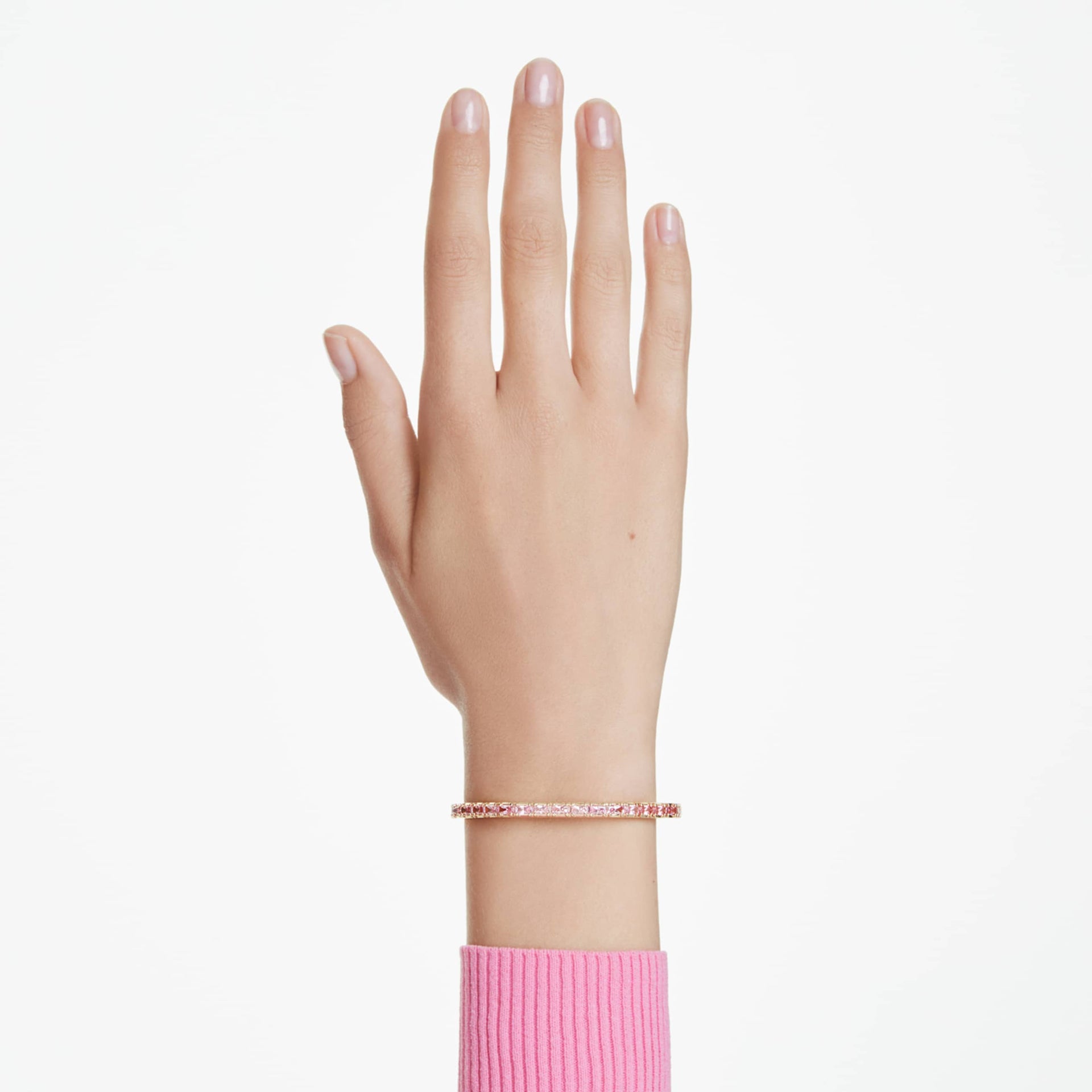 MATRIX BANGLE BAGUETTE CUT OCTAGON SHAPE PINK GOLD TONE PLATED
