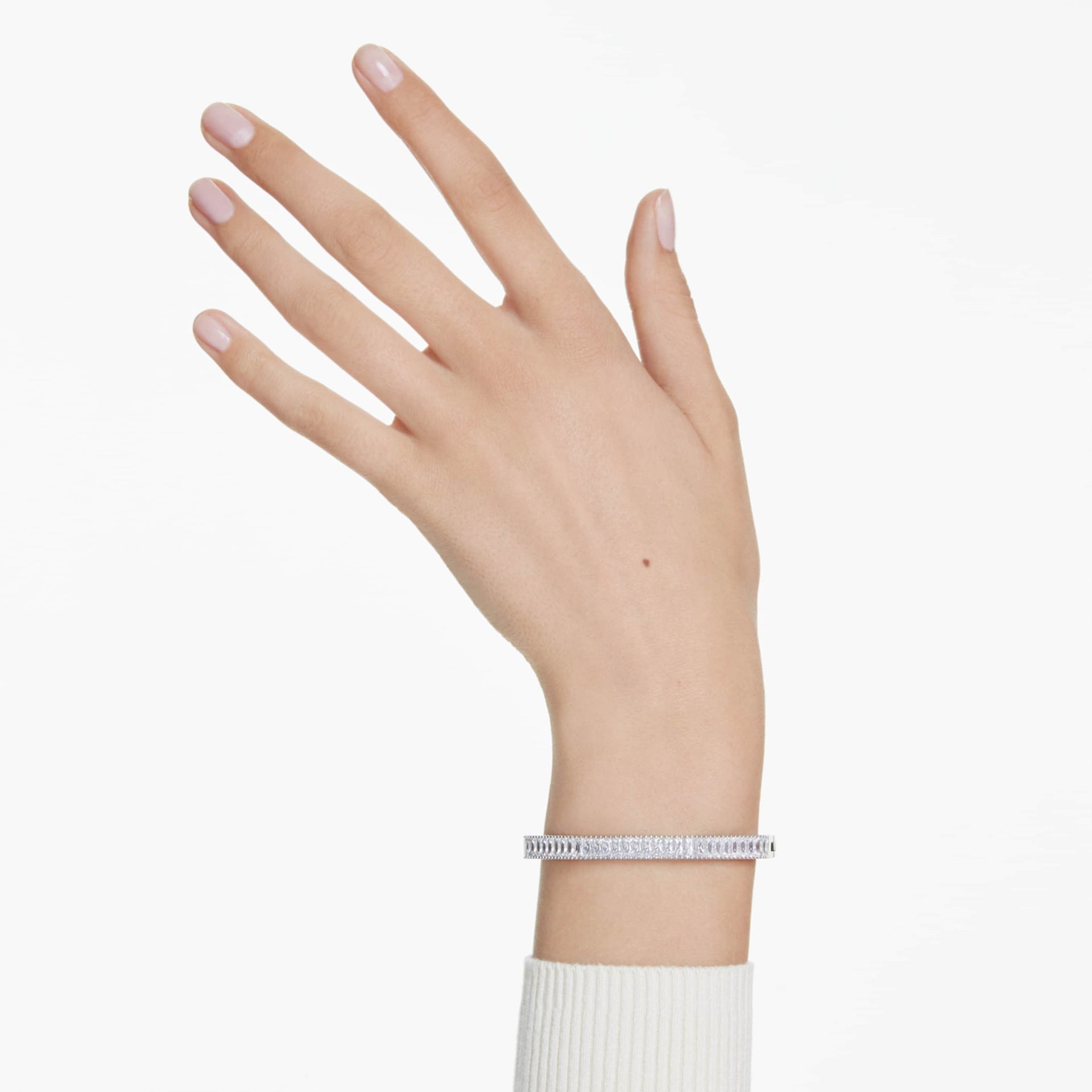 MATRIX BANGLE BAGUETTE CUT OCTAGON SHAPE WHITE RHODIUM PLATED