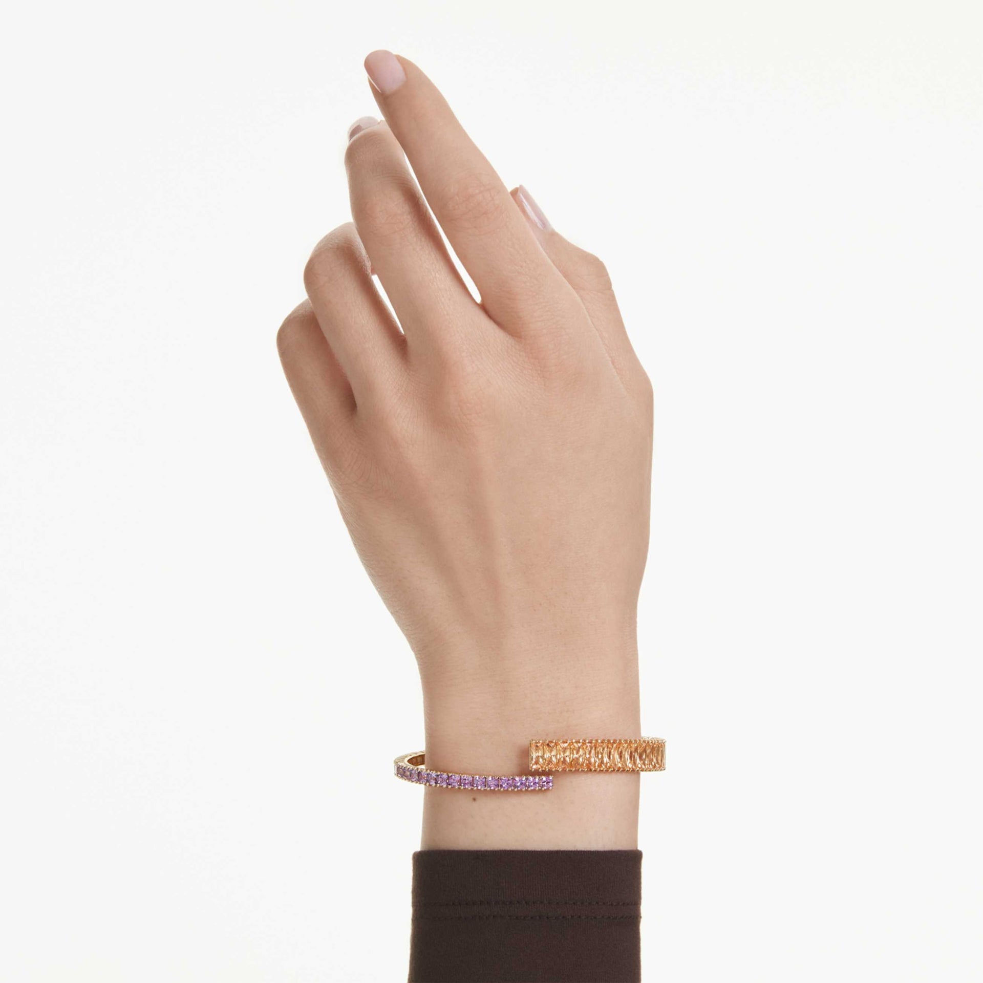 MATRIX BANGLE MIXED CUTS MULTICOLORED GOLD TONE PLATED