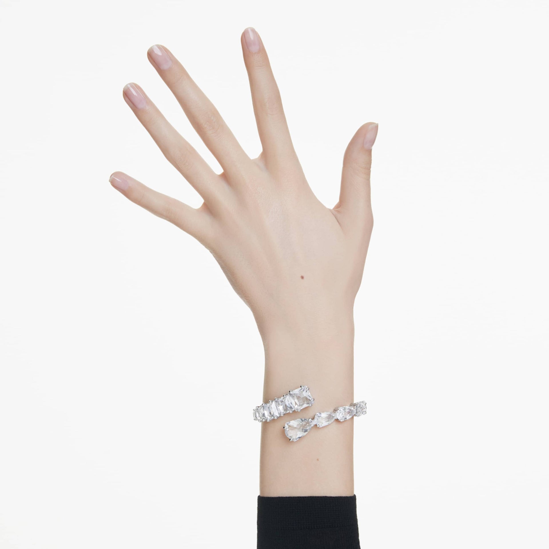 MATRIX BANGLE MIXED CUTS WHITE RHODIUM PLATED