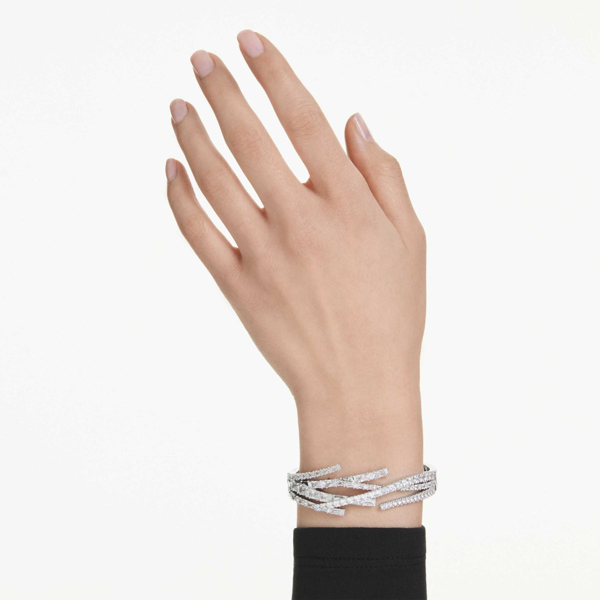 MATRIX BANGLE MIXED CUTS WHITE RHODIUM PLATED
