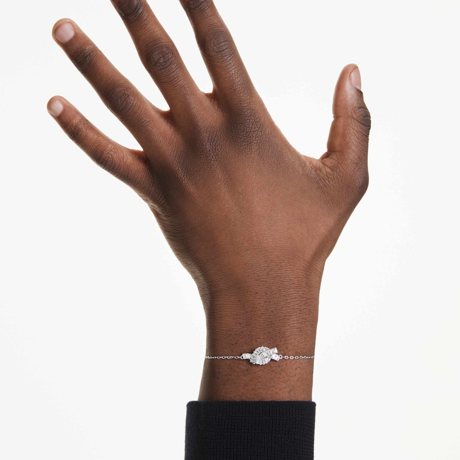 MATRIX BRACELET BAGUETTE CUT KNOT WHITE RHODIUM PLATED