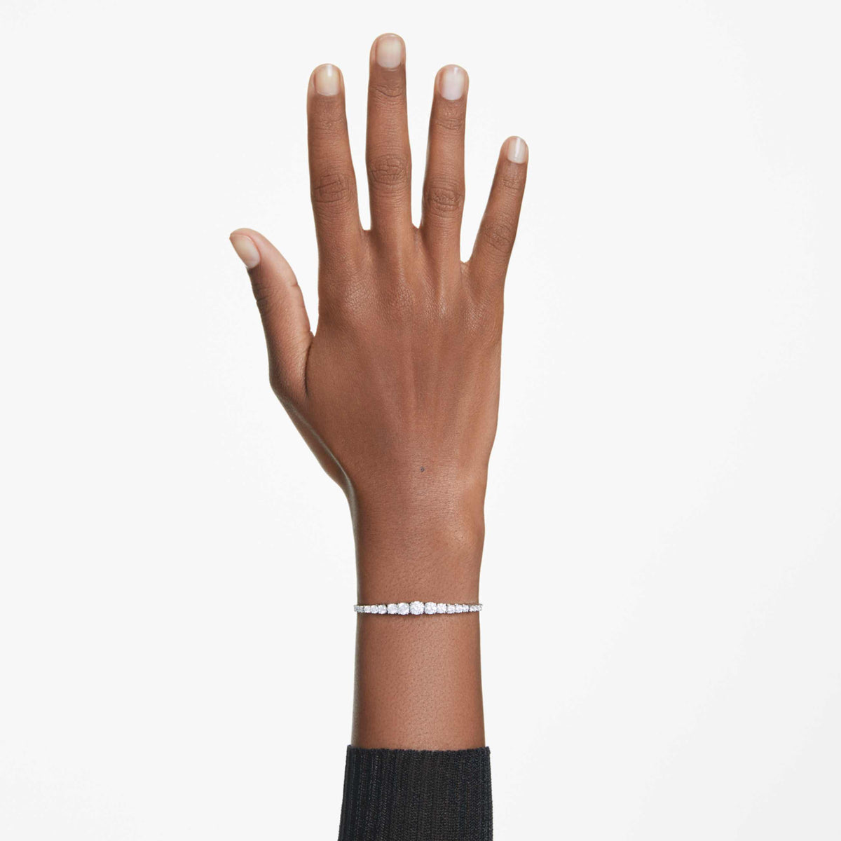 MATRIX BRACELET GRADIENT OF ROUND CUTS WHITE RHODIUM PLATED