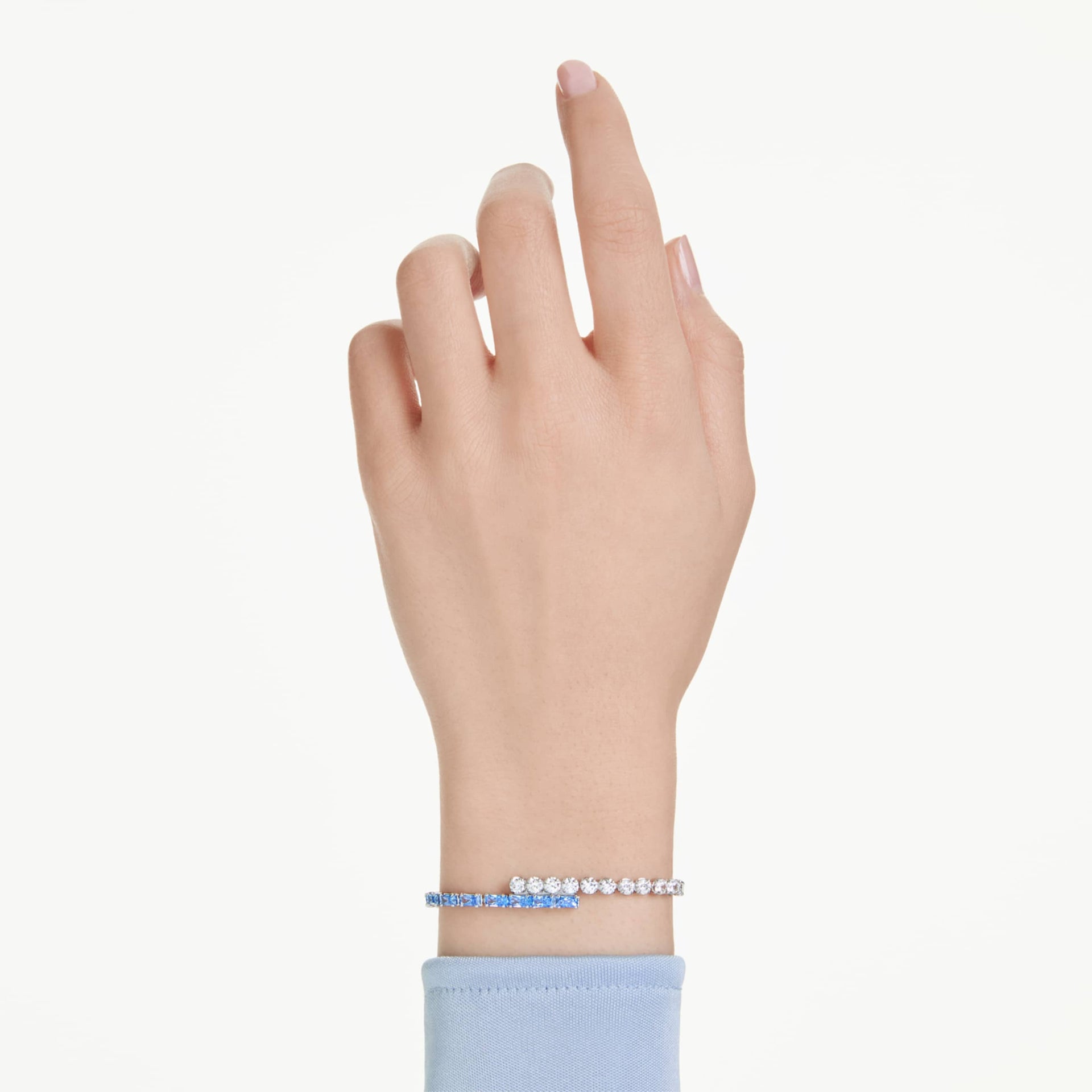 MATRIX BRACELET MIXED CUTS BLUE RHODIUM PLATED