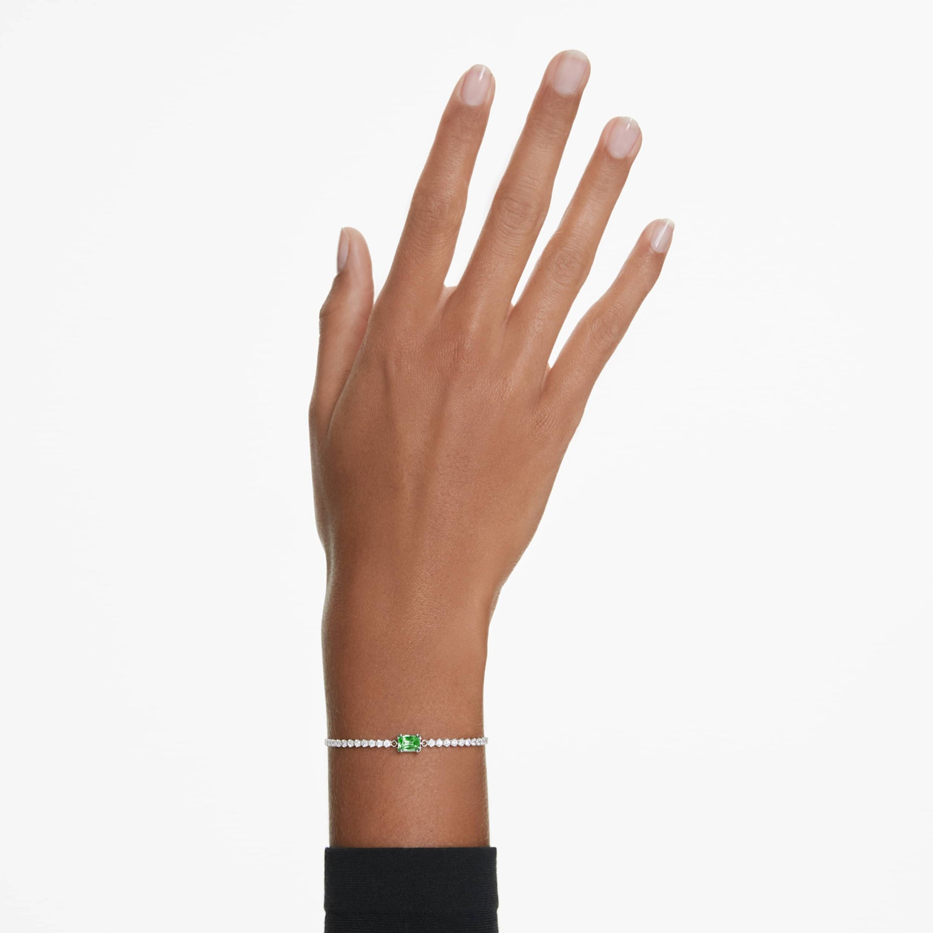 MATRIX BRACELET MIXED CUTS GREEN RHODIUM PLATED