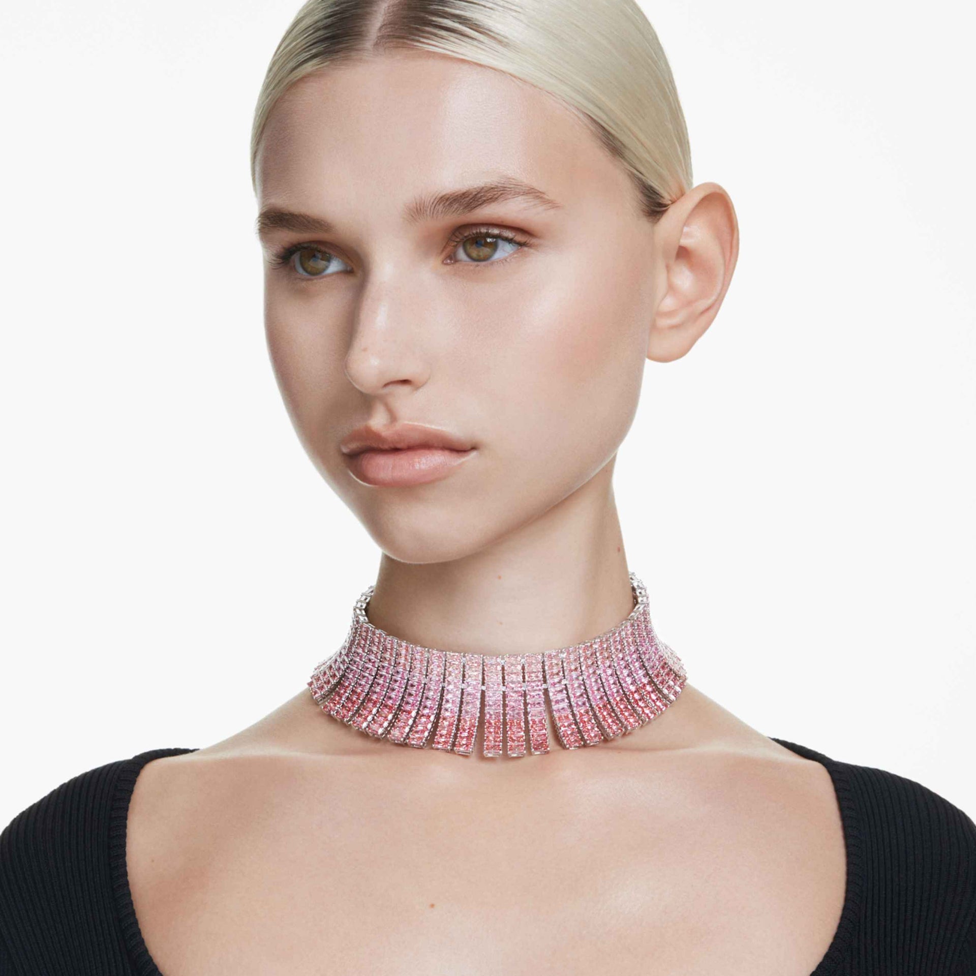 MATRIX CHOKER BAGUETTE CUT PINK RHODIUM PLATED