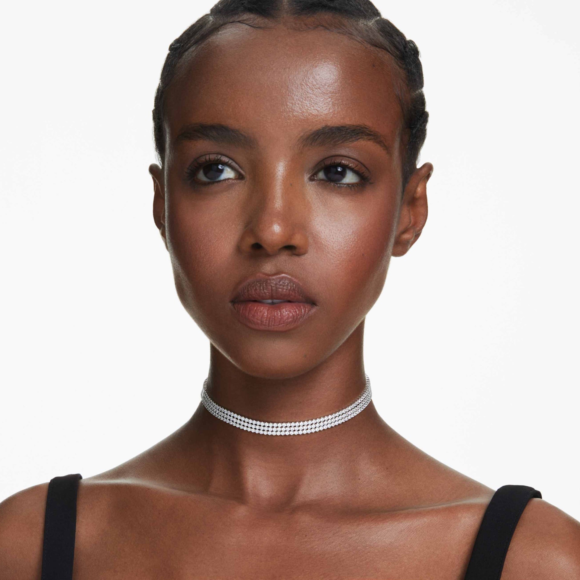 MATRIX CHOKER ROUND CUT WHITE RHODIUM PLATED
