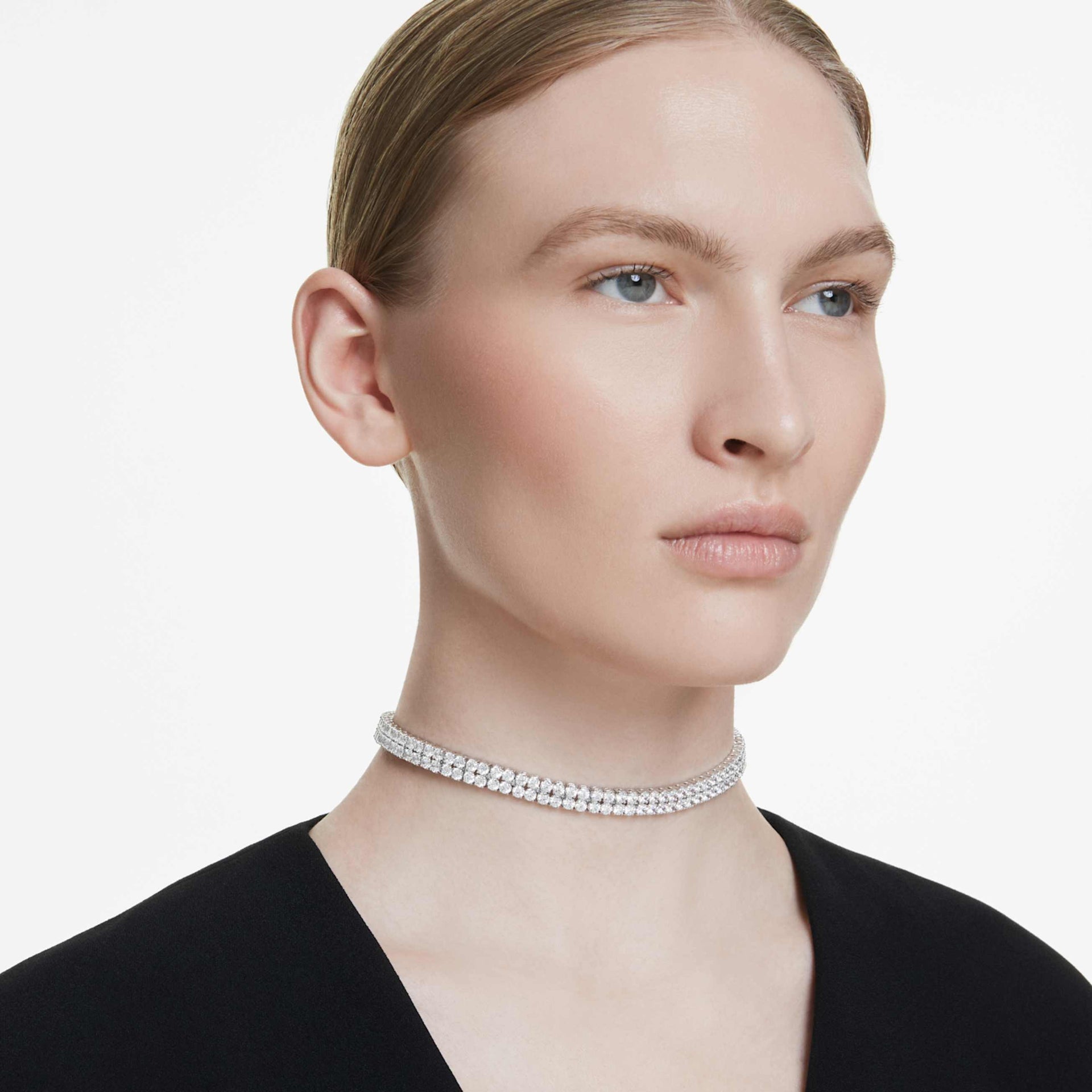 MATRIX CHOKER ROUND CUT WHITE RHODIUM PLATED