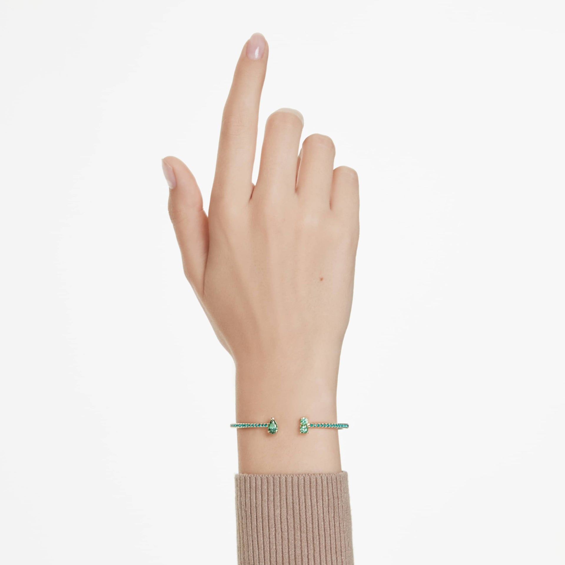 MATRIX CUFF MIXED CUTS GREEN GOLD TONE PLATED