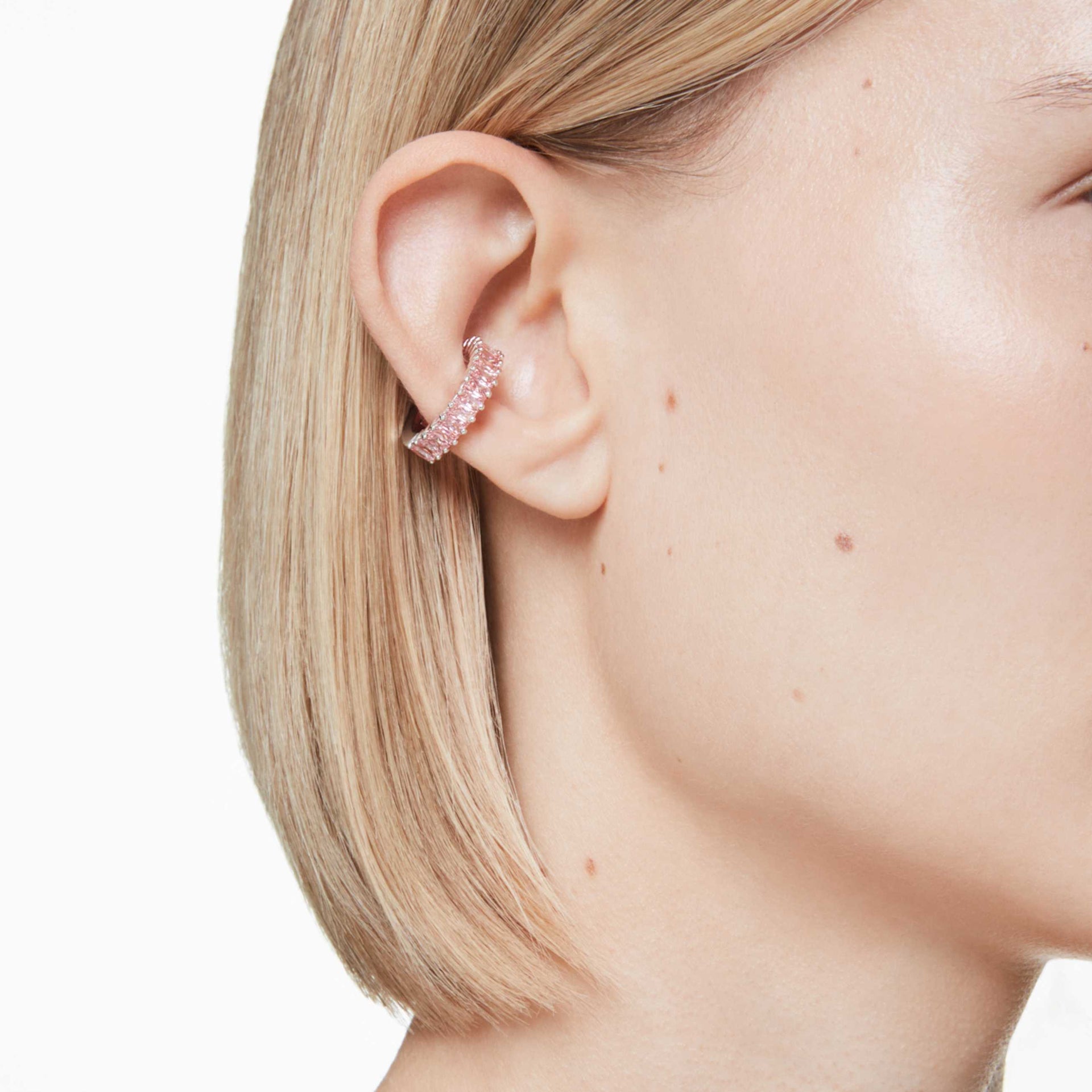 MATRIX EAR CUFFS BAGUETTE CUT PINK RHODIUM PLATED