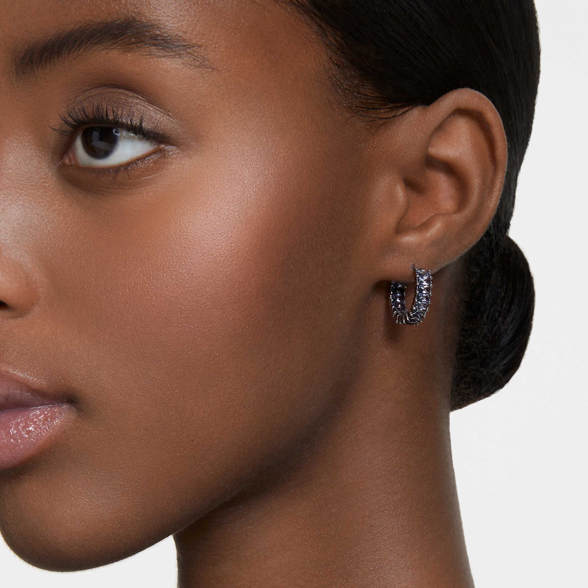 MATRIX HOOP EARRINGS BAGUETTE CUT GRAY RUTHENIUM PLATED