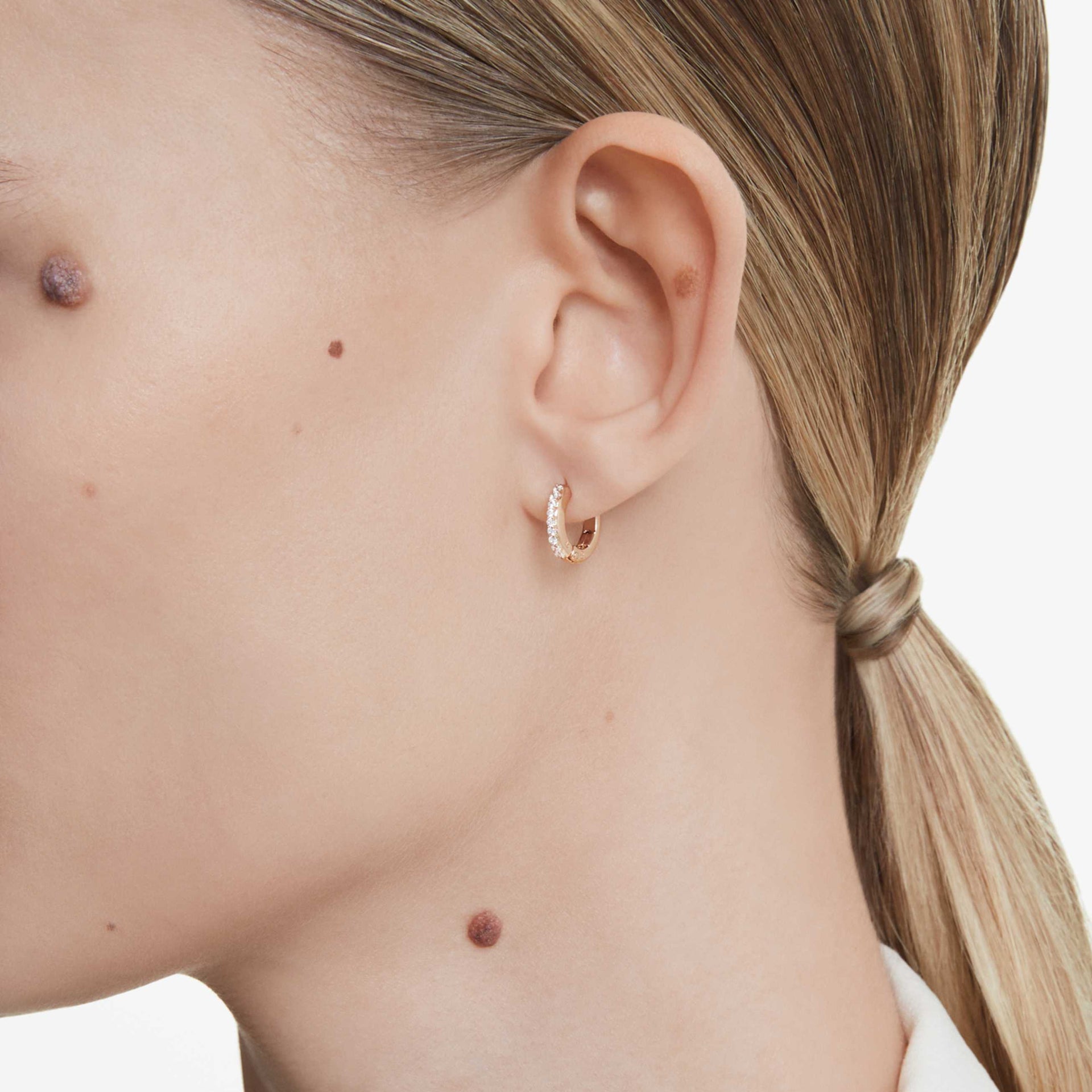 MATRIX HOOP EARRINGS ROUND CUT WHITE ROSE GOLD TONE PLATED