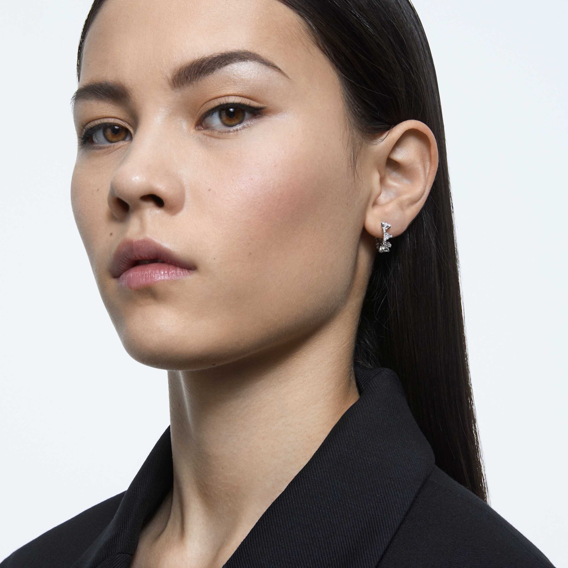 MATRIX HOOP EARRINGS WHITE RHODIUM PLATED