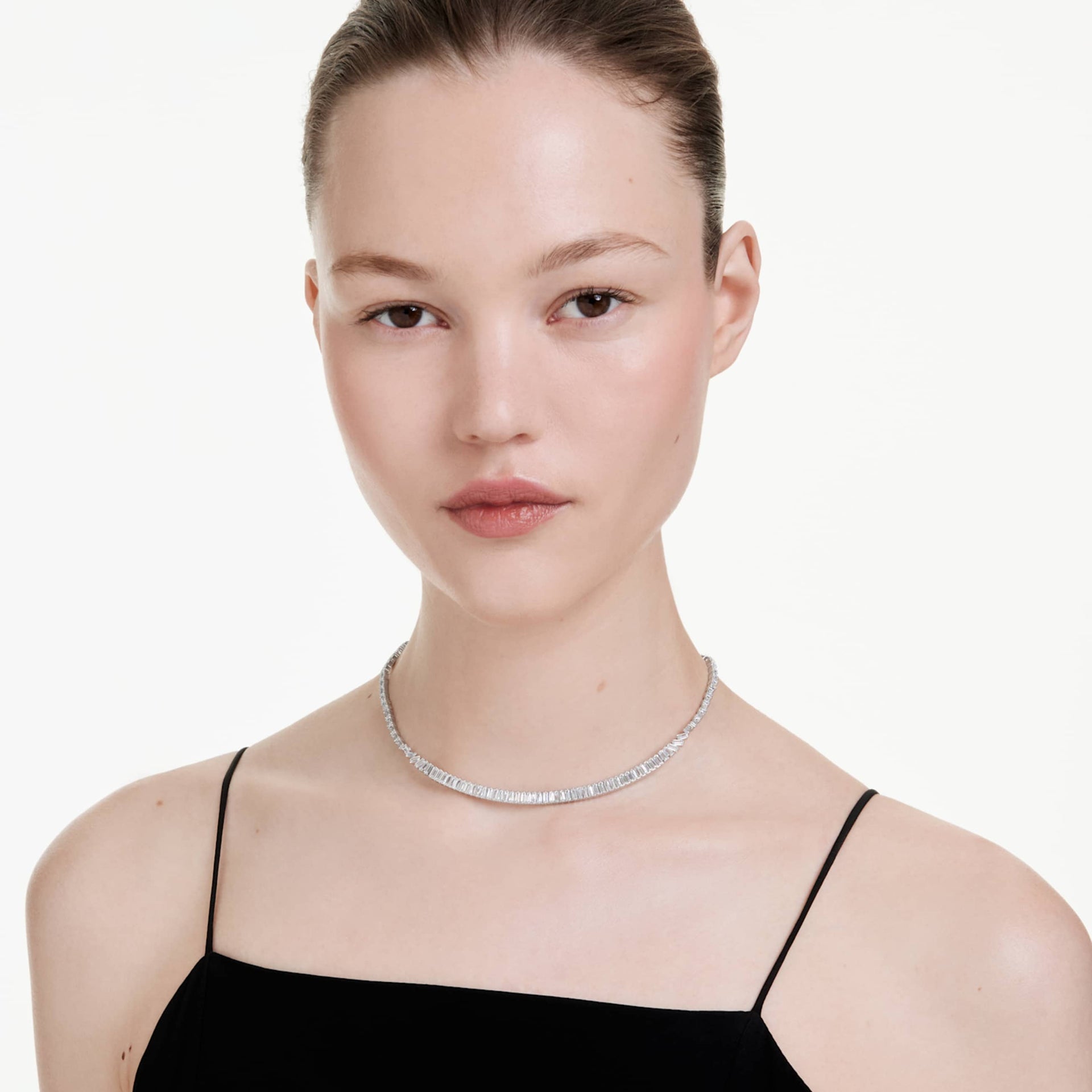 MATRIX NECKLACE BAGUETTE CUT WHITE RHODIUM PLATED