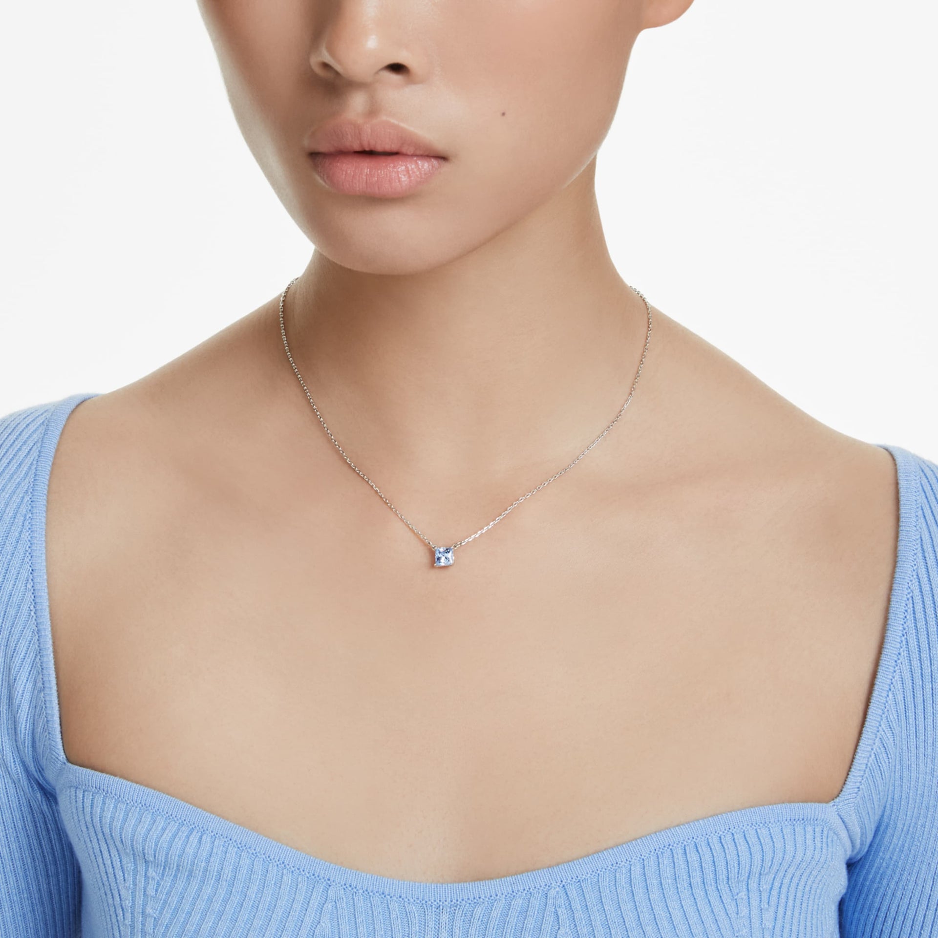 MATRIX PENDANT SQUARE CUT BLUE RHODIUM PLATED