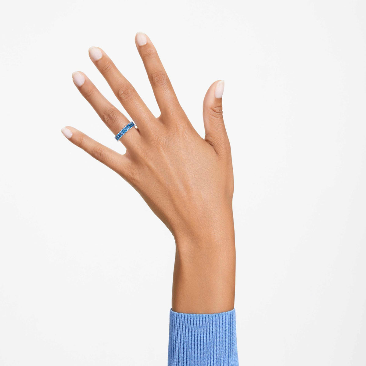 MATRIX RING BAGUETTE CUT BLUE RHODIUM PLATED