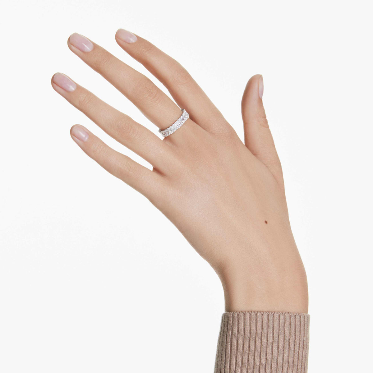 MATRIX RING BAGUETTE CUT WHITE SILVER TONE FINISH
