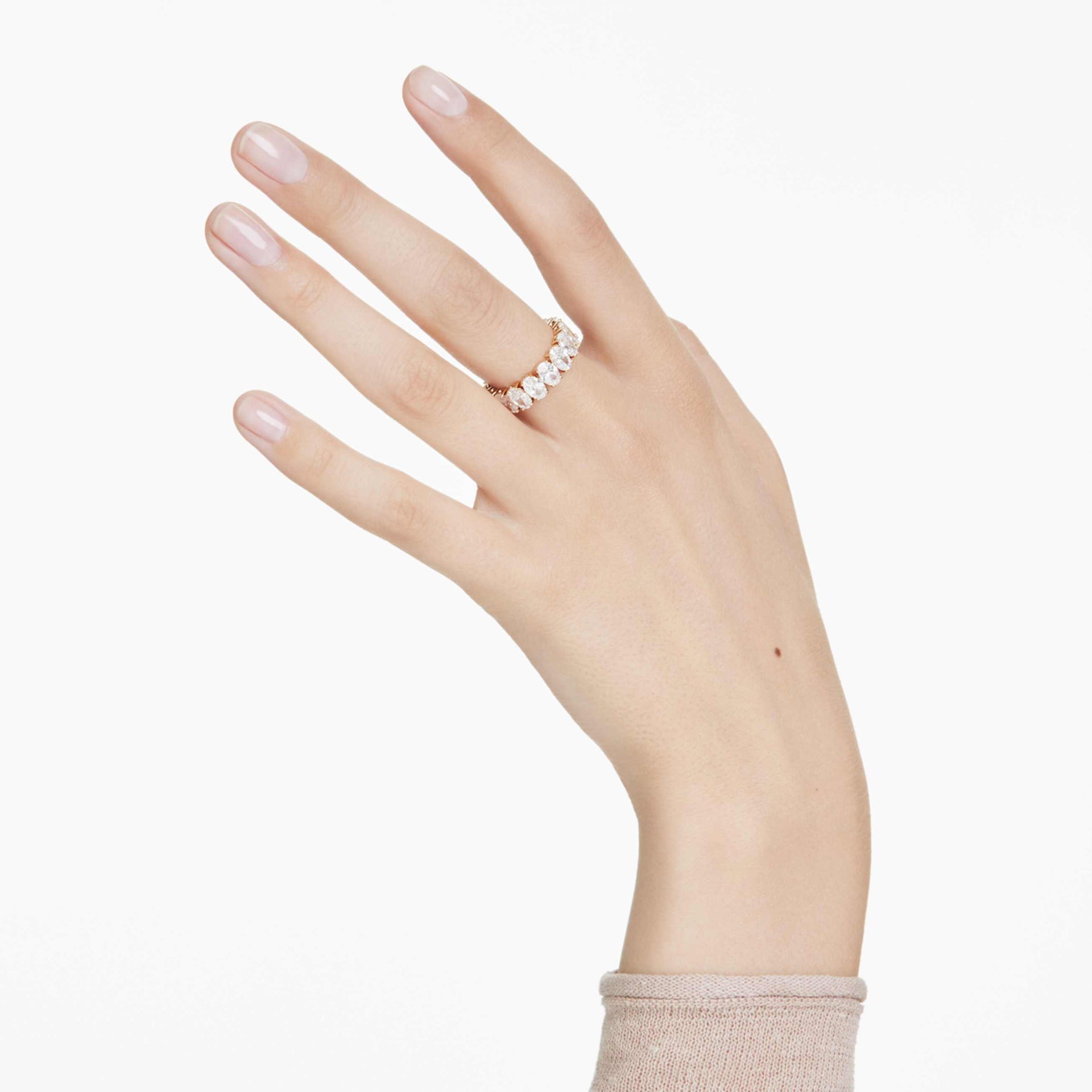 MATRIX RING OVAL CUT WHITE GOLD TONE PLATED