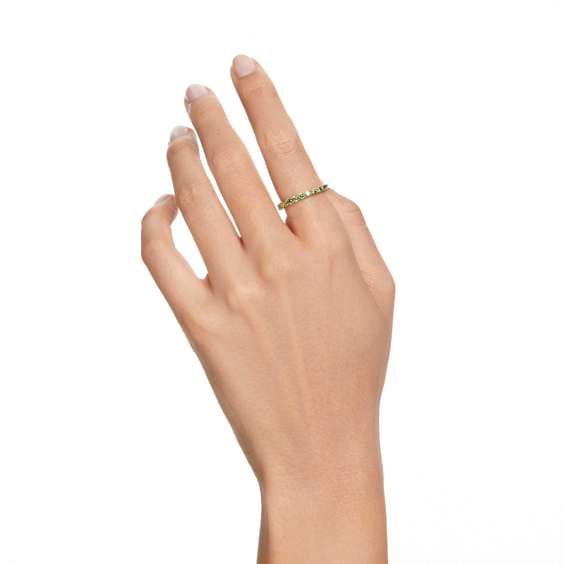 MATRIX RING ROUND CUT GREEN GOLD TONE PLATED