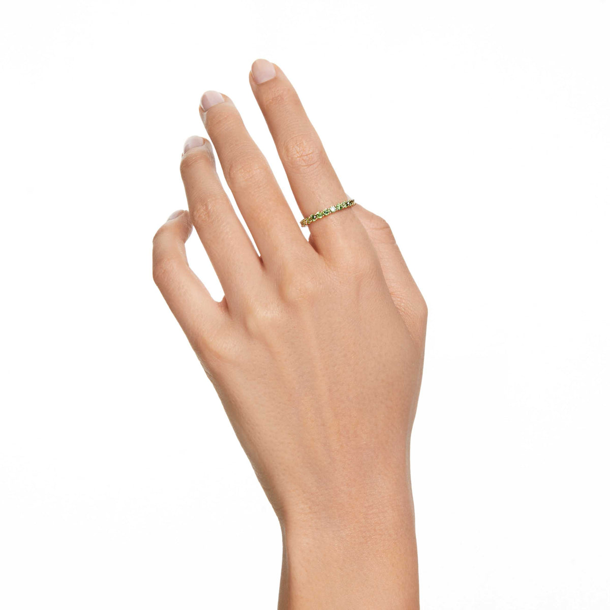 MATRIX RING ROUND CUT GREEN GOLD TONE PLATED