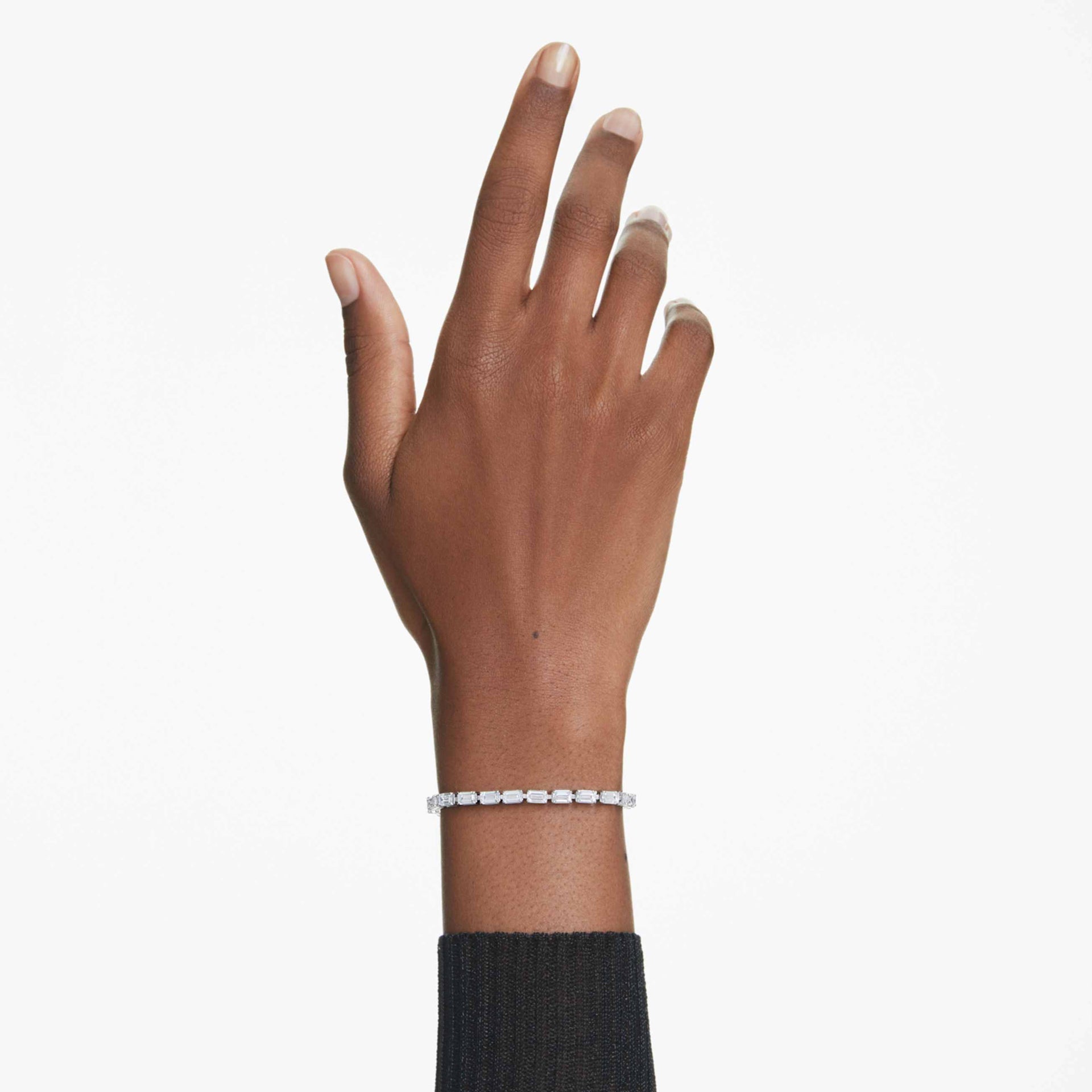 MATRIX TENNIS BRACELET BAGUETTE CUT WHITE RHODIUM PLATED