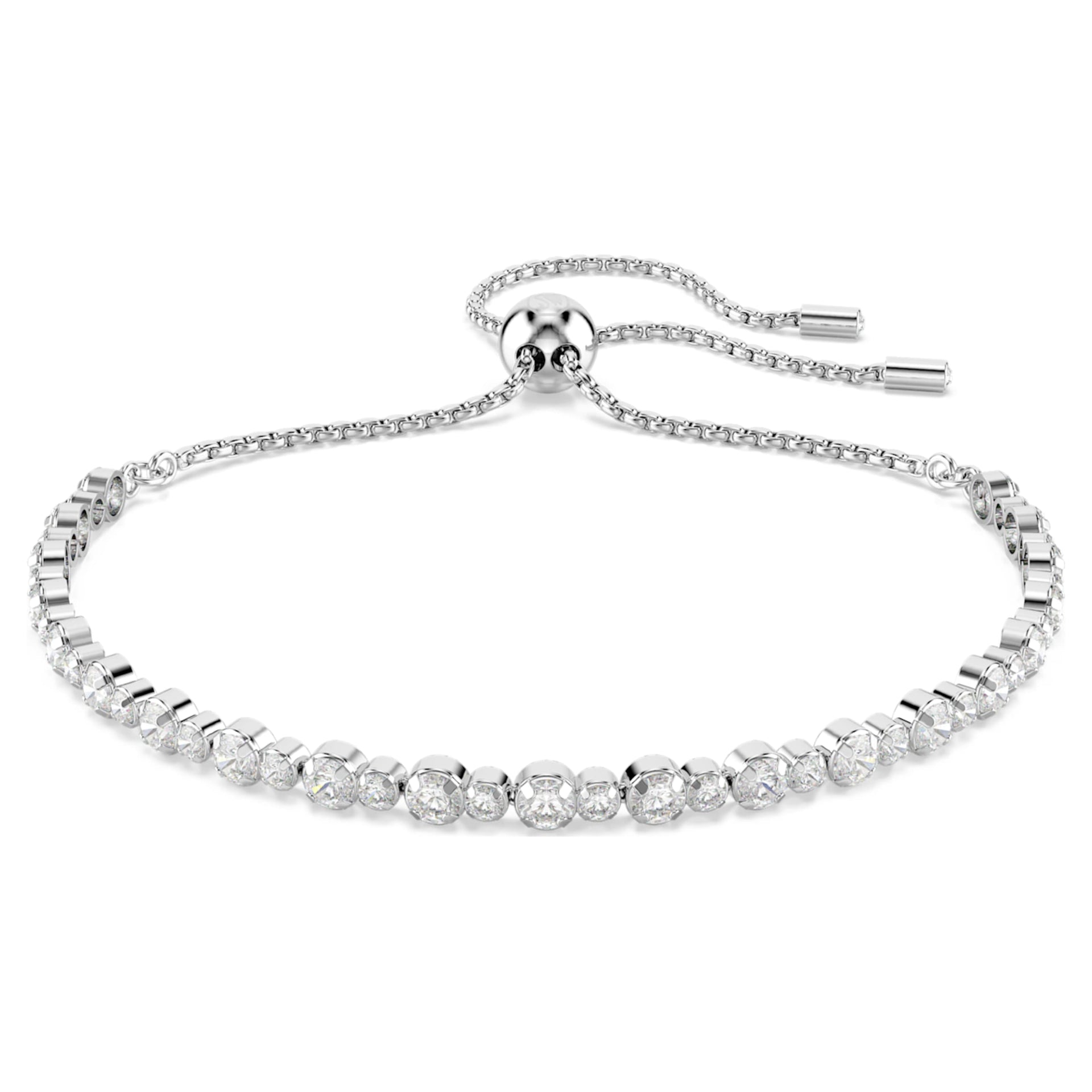 MATRIX TENNIS BRACELET MIXED ROUND CUTS WHITE RHODIUM PLATED