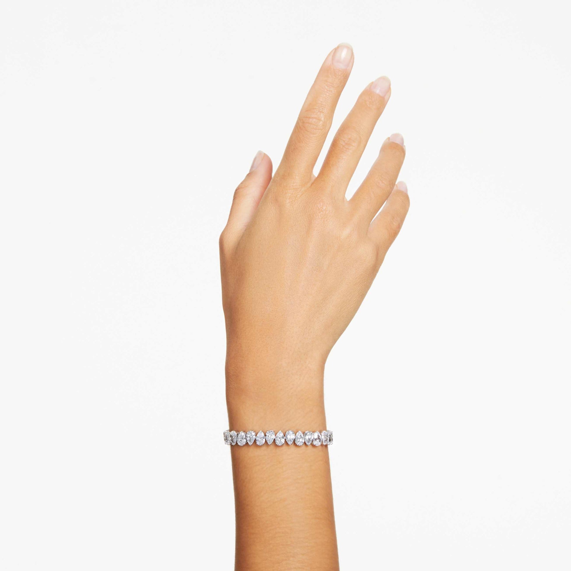 MATRIX TENNIS BRACELET PEAR CUT WHITE RHODIUM PLATED