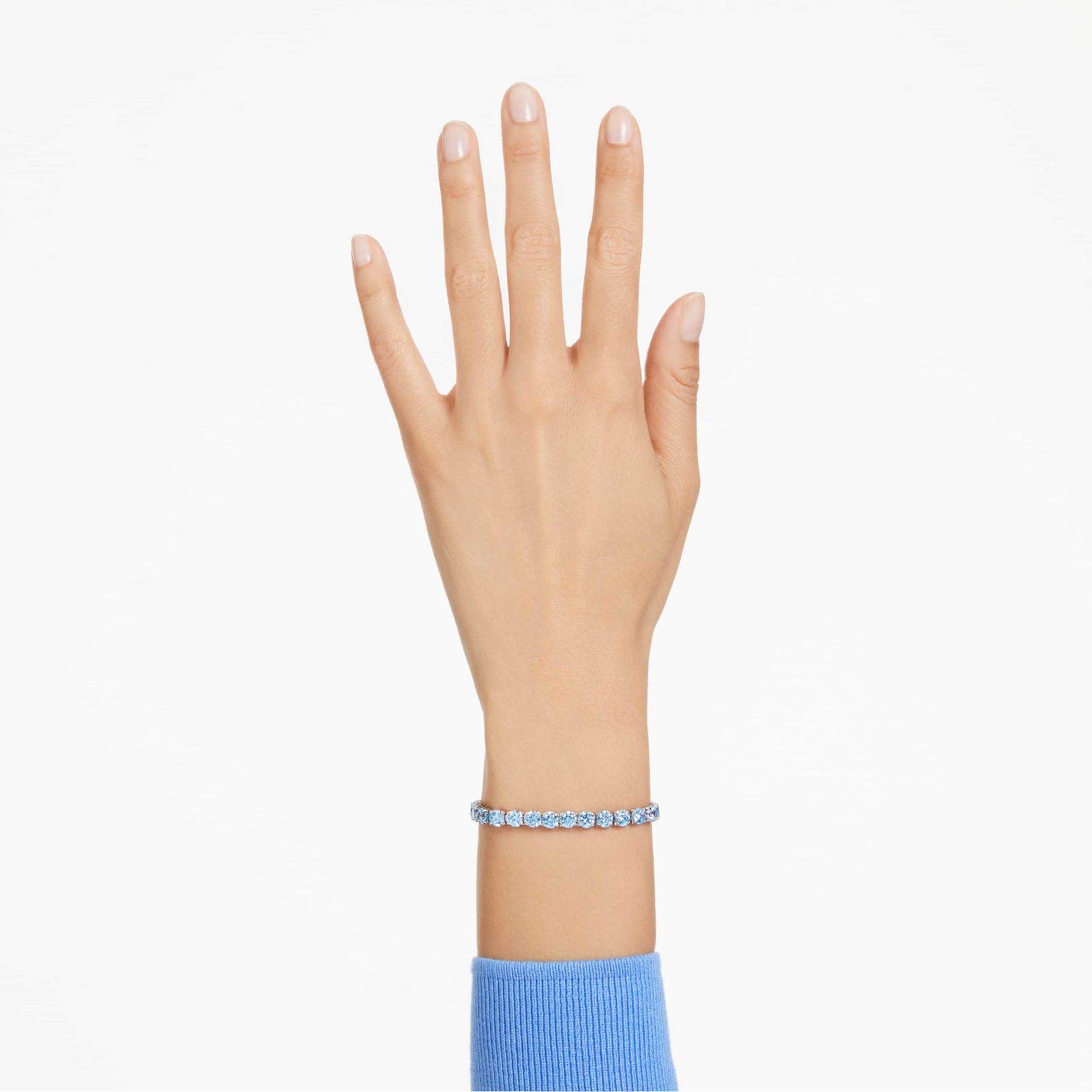 MATRIX TENNIS BRACELET ROUND CUT BLUE RHODIUM PLATED
