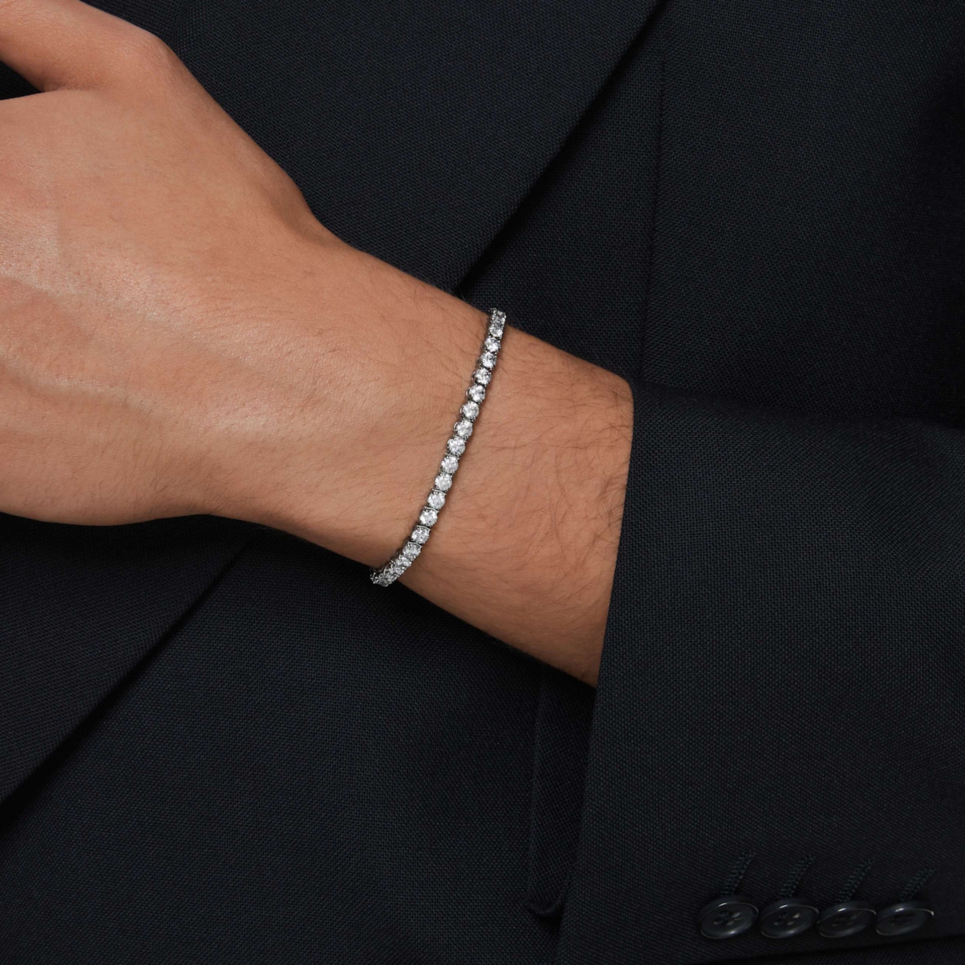 MATRIX TENNIS BRACELET ROUND CUT GRAY RUTHENIUM PLATED