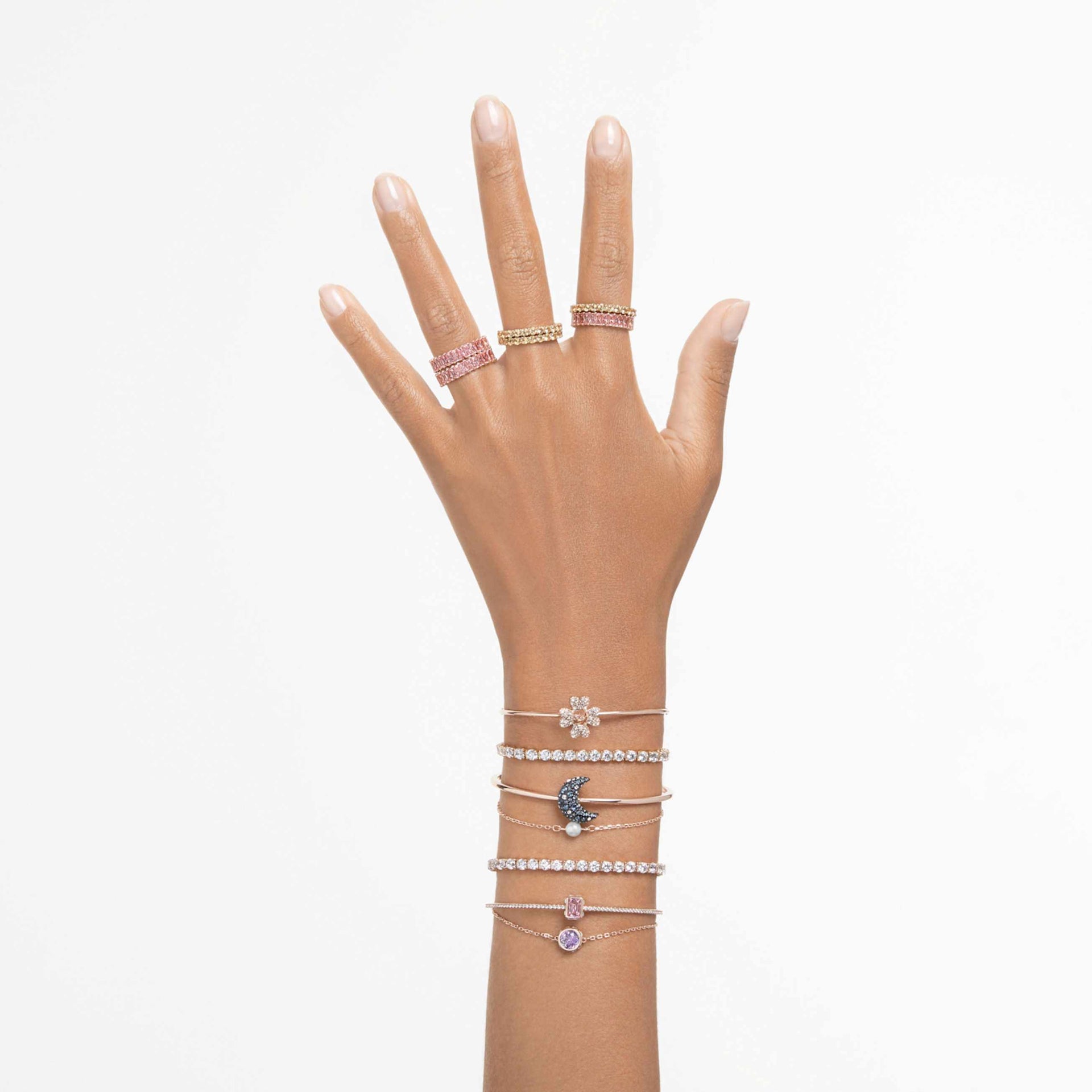MATRIX TENNIS BRACELET ROUND CUT WHITE ROSE GOLD TONE PLATED