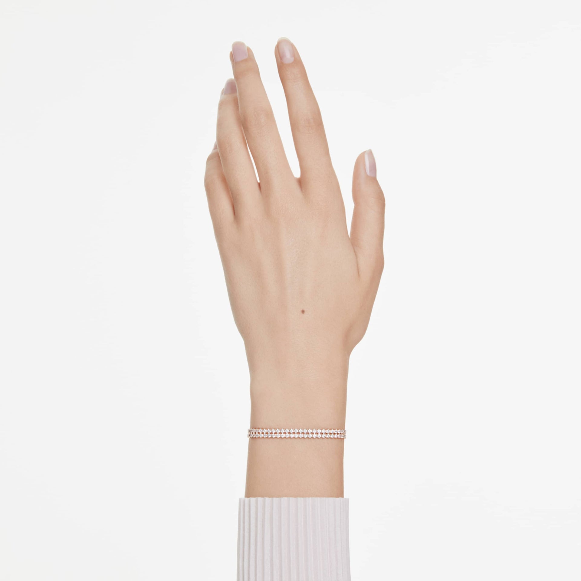 MATRIX TENNIS BRACELET ROUND CUT WHITE ROSE GOLD TONE PLATED