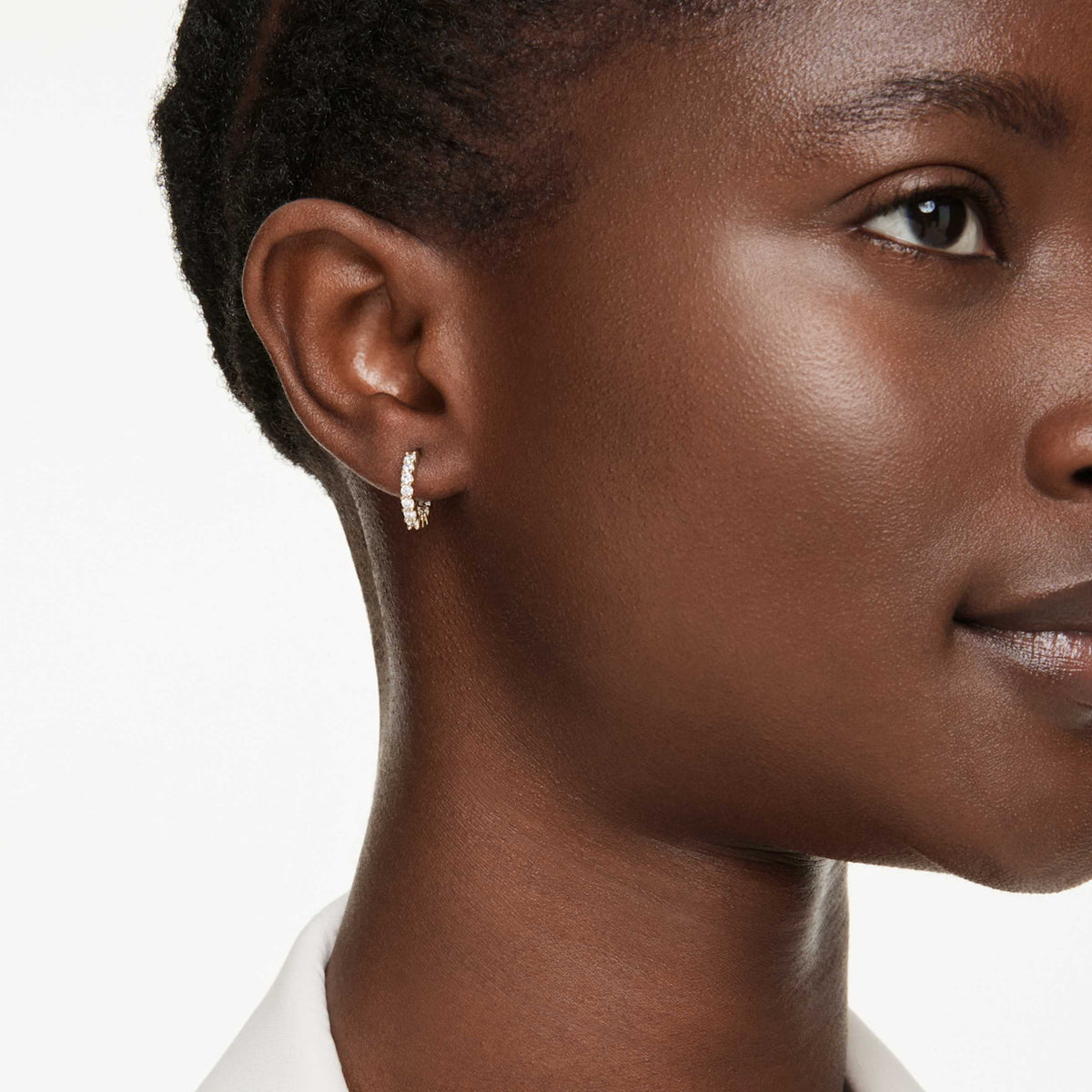 MATRIX VITTORE HOOP EARRINGS ROUND CUT WHITE GOLD TONE PLATED