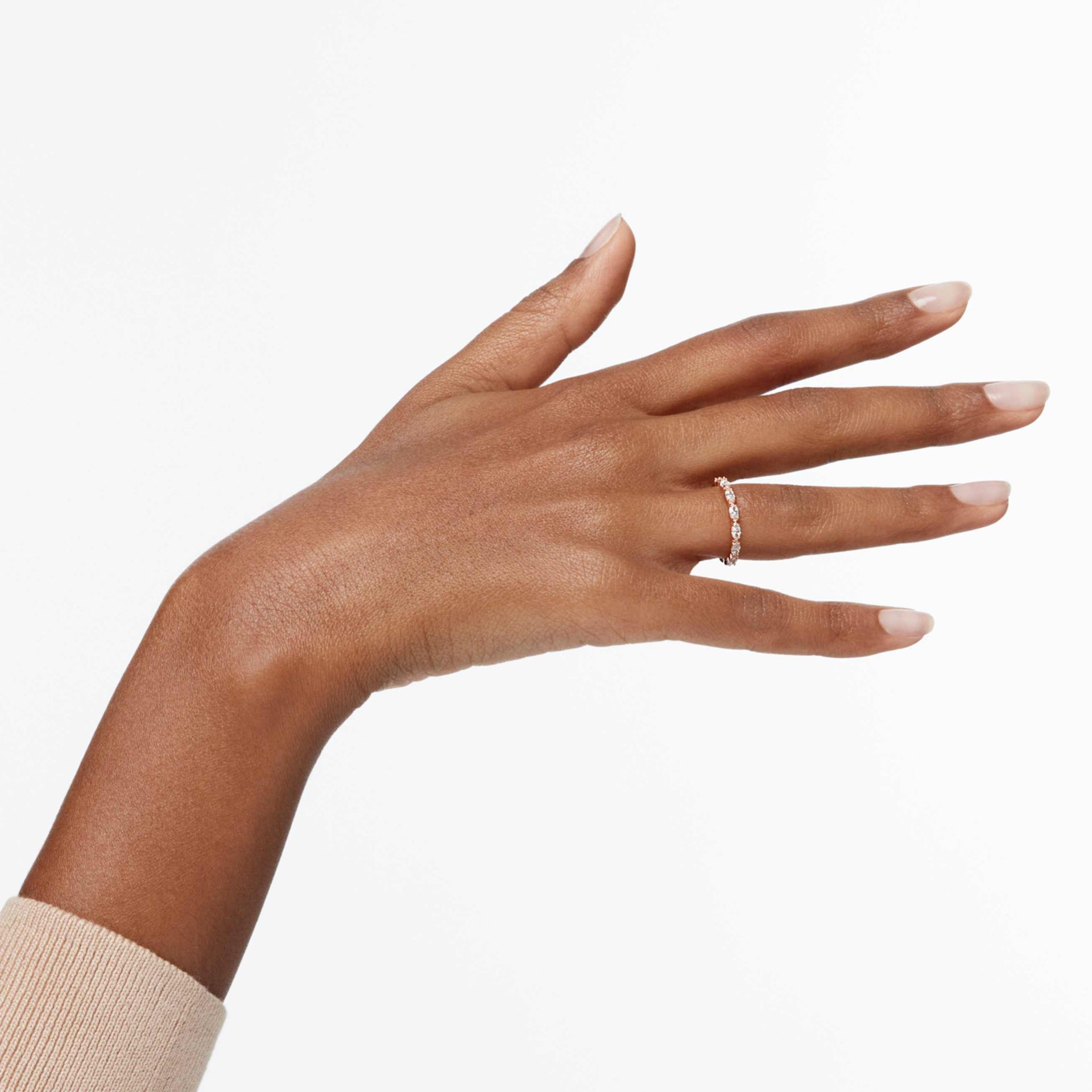 MATRIX VITTORE RING MARQUISE CUT WHITE ROSE GOLD TONE PLATED