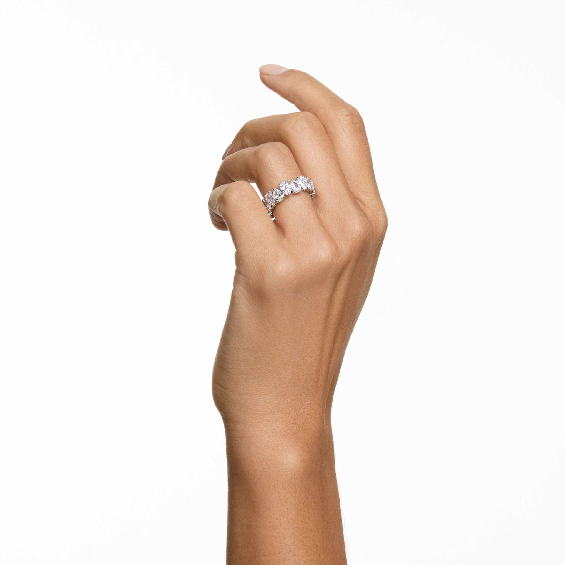 MATRIX VITTORE RING PEAR CUT WHITE SILVER TONE FINISH