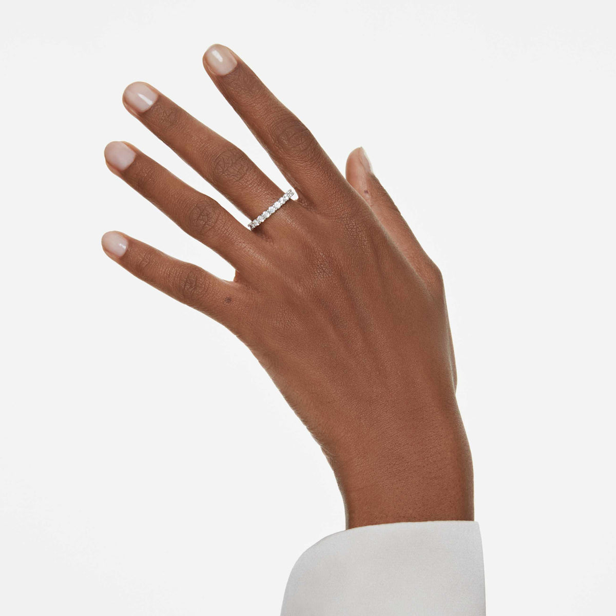 MATRIX VITTORE RING ROUND CUT WHITE SILVER TONE FINISH
