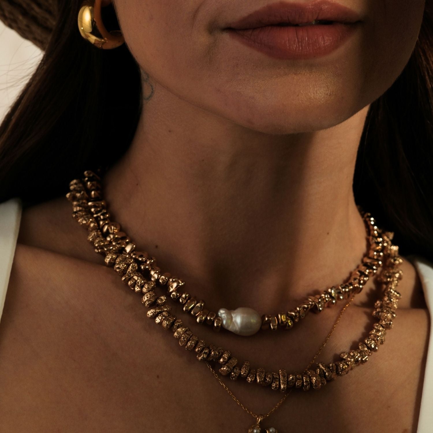 Matte Hematite Stone Necklace